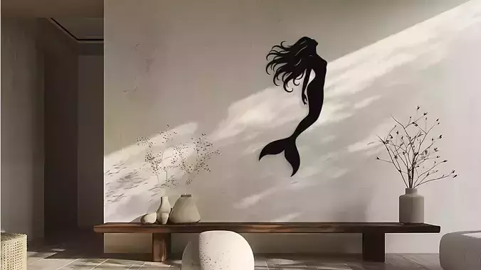 Graceful Mermaid Wall Decor Silhouette