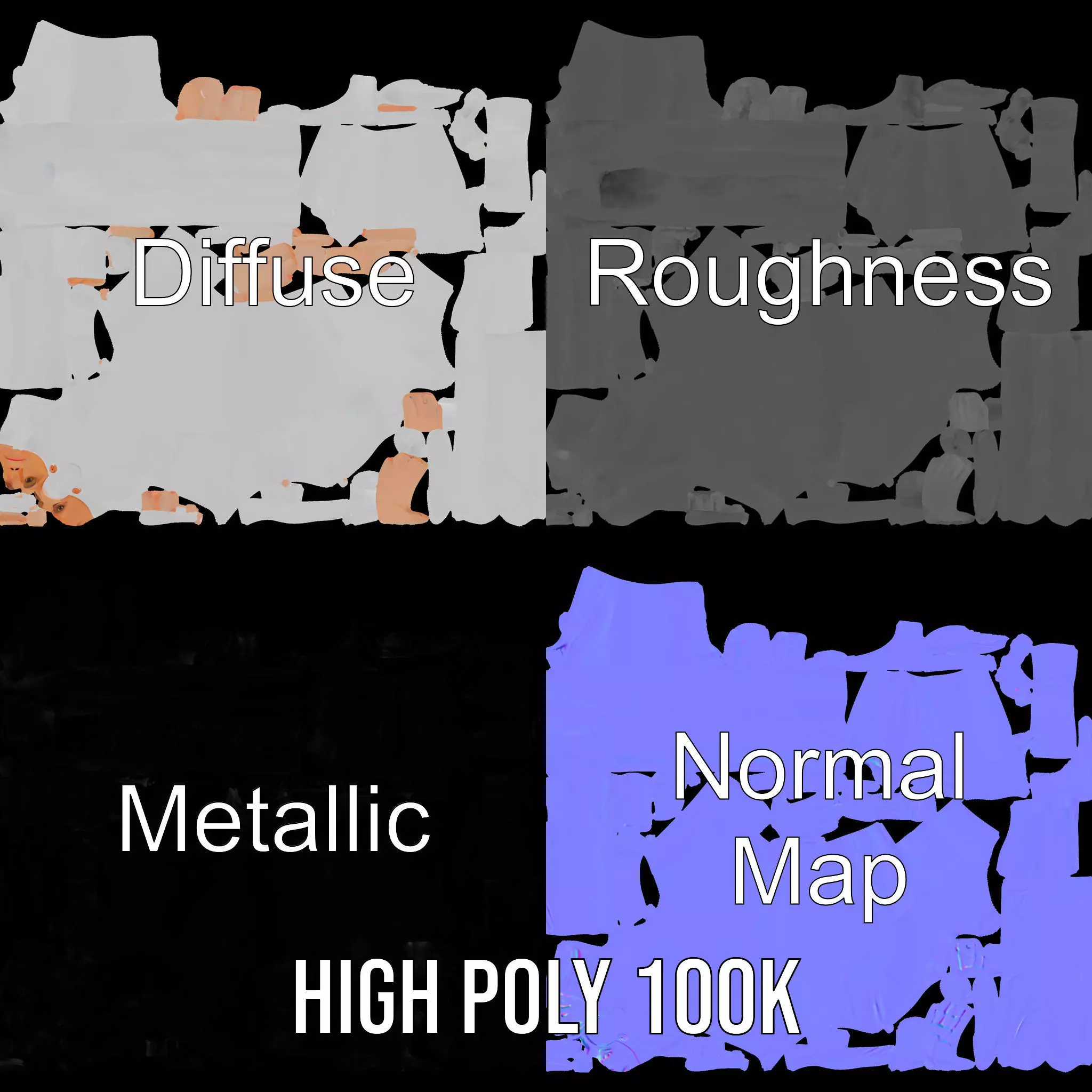 Sleek White Human model pack Low-poly 3D model_3