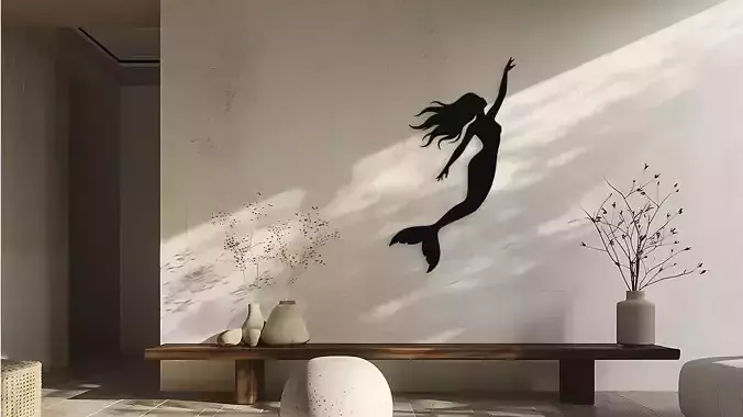 Graceful Mermaid Silhouette Wall Decor Art