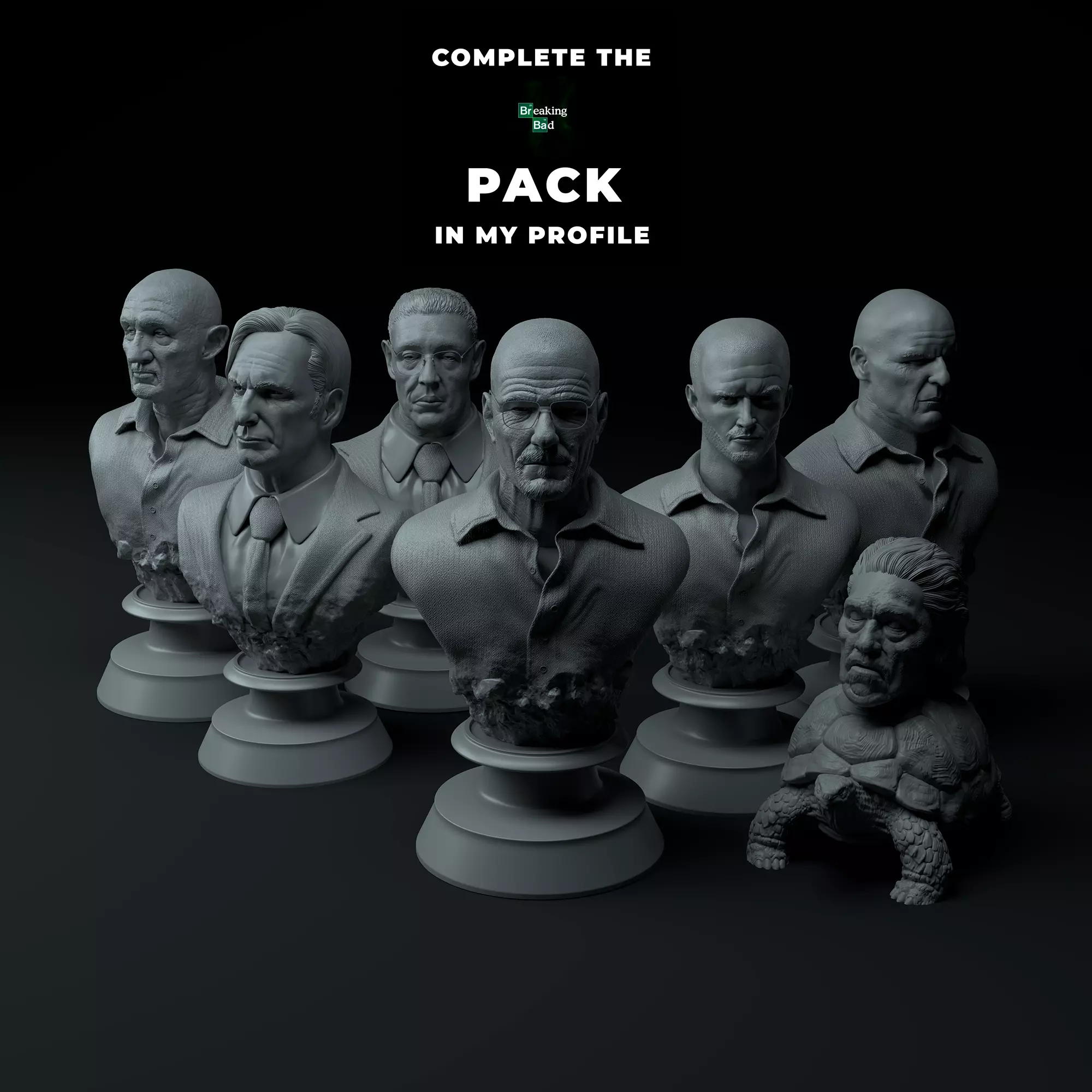 Breaking Bad Complete Premium 3D Bust Pack STL 3D model_0
