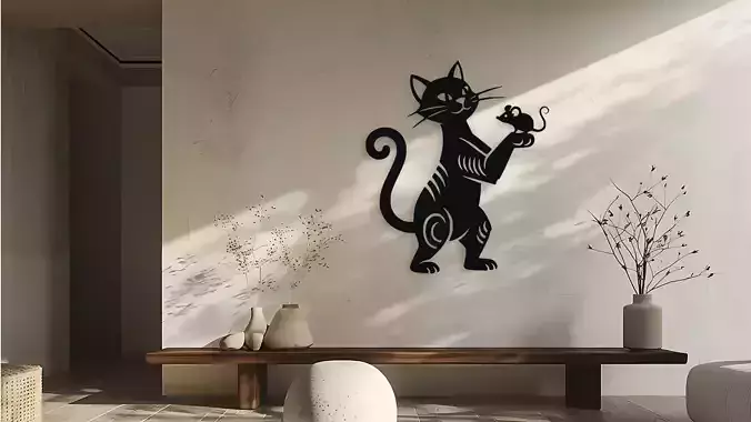Cat and Mouse Wall Decor Art