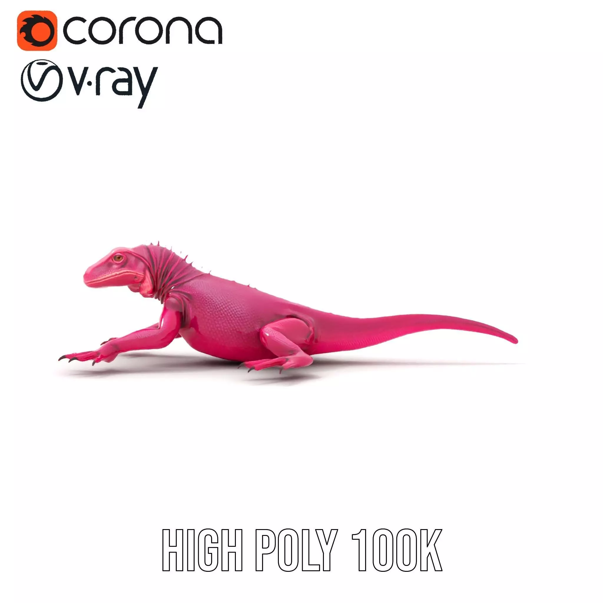 Vibrant Magenta Lizard model pack Low-poly 3D model_26