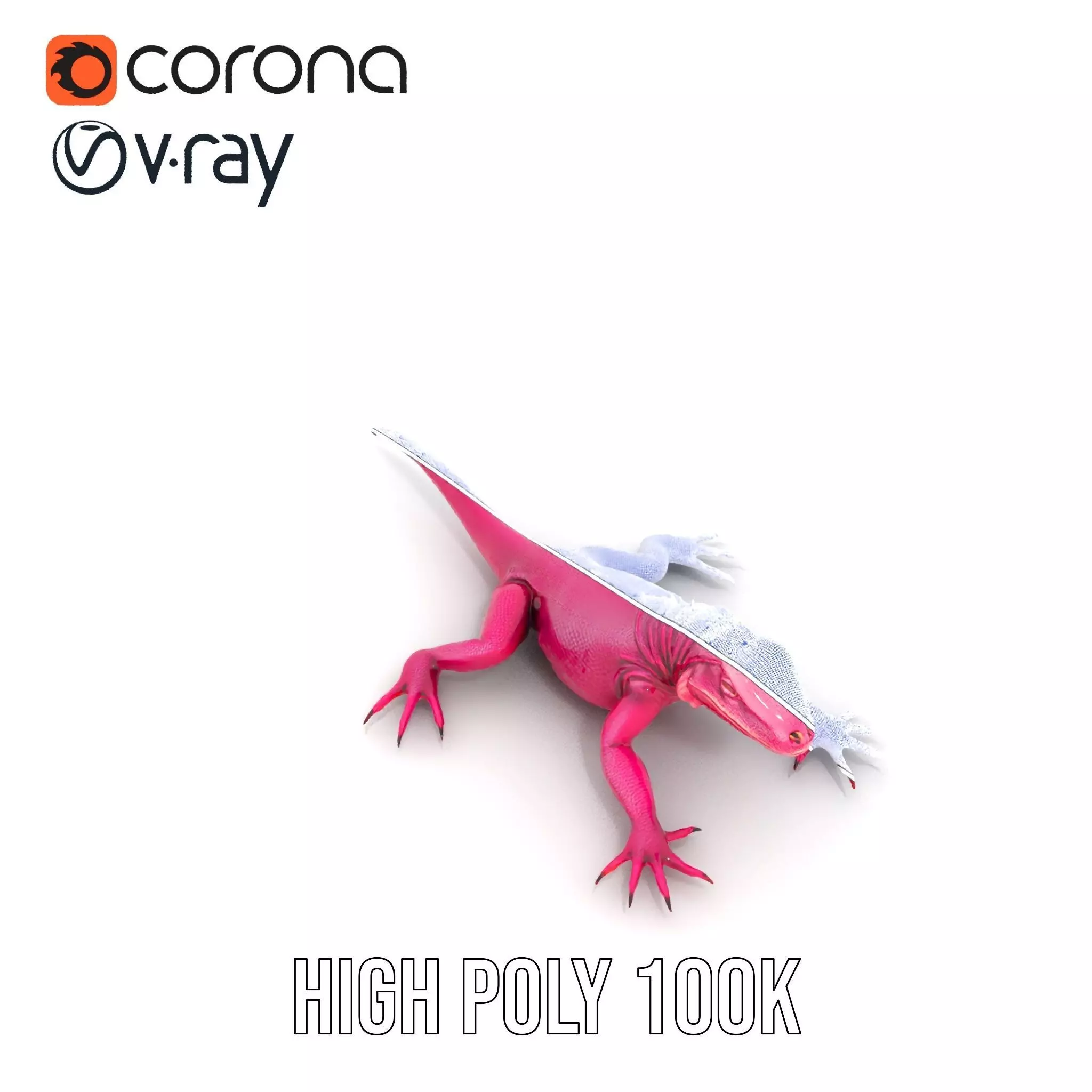 Vibrant Magenta Lizard model pack Low-poly 3D model_23