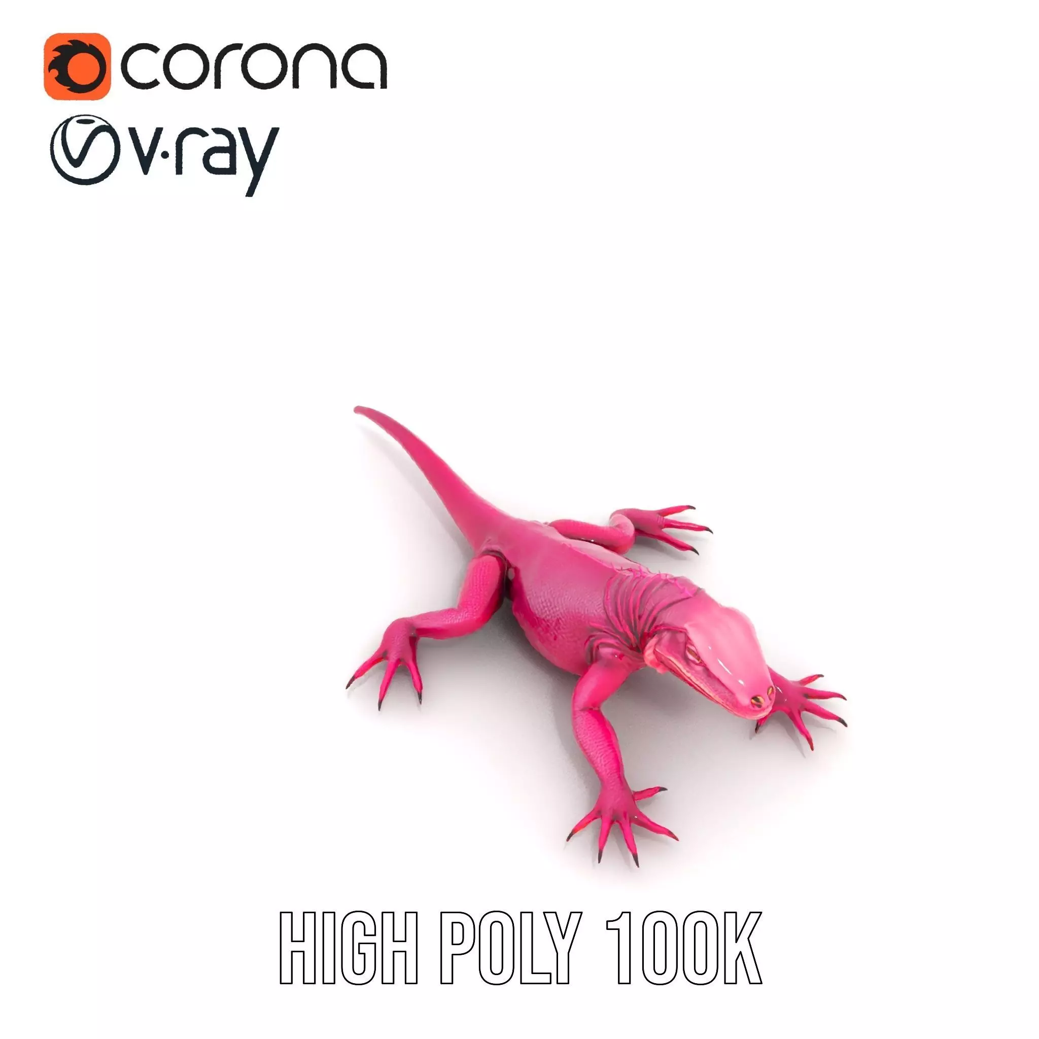 Vibrant Magenta Lizard model pack Low-poly 3D model_29