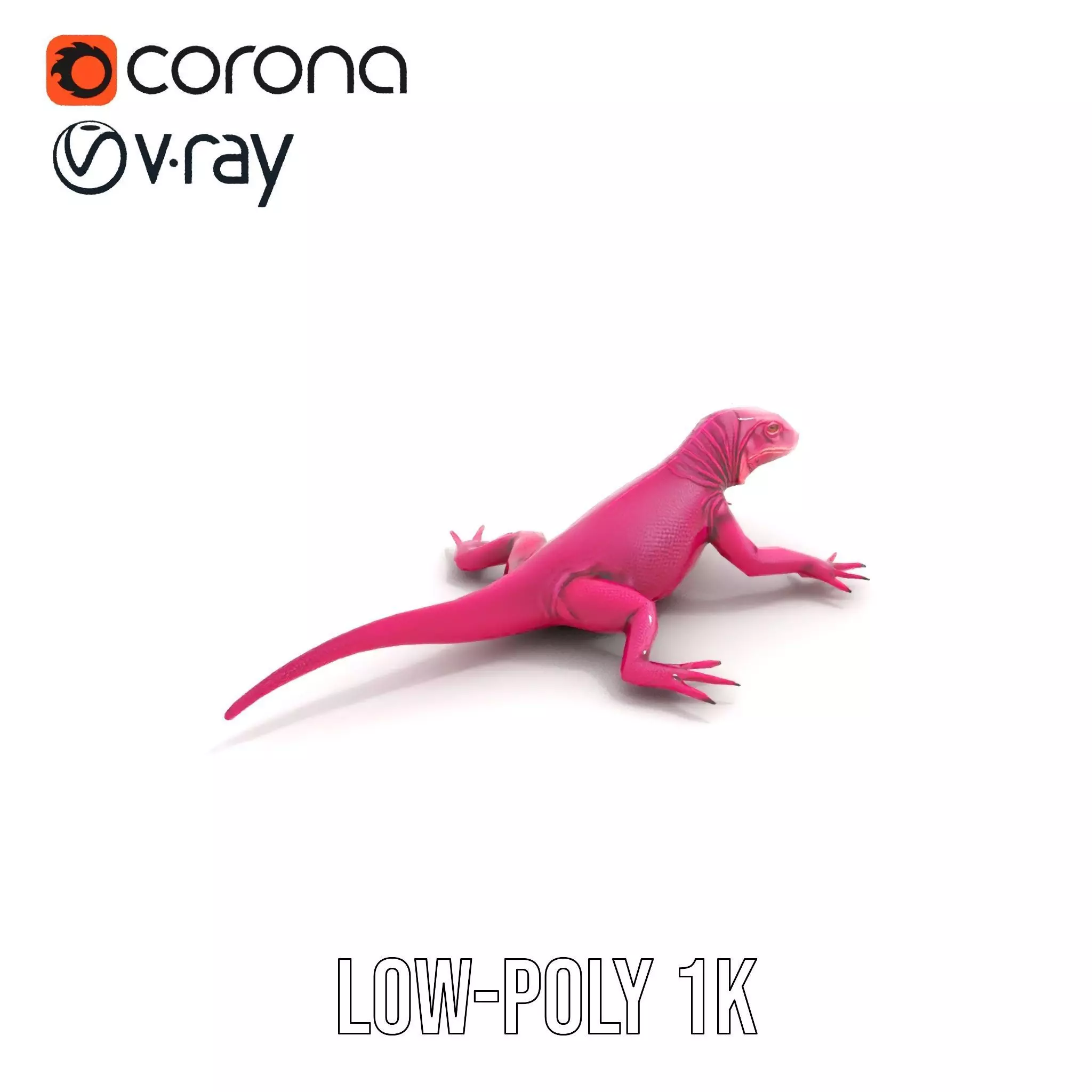Vibrant Magenta Lizard model pack Low-poly 3D model_7