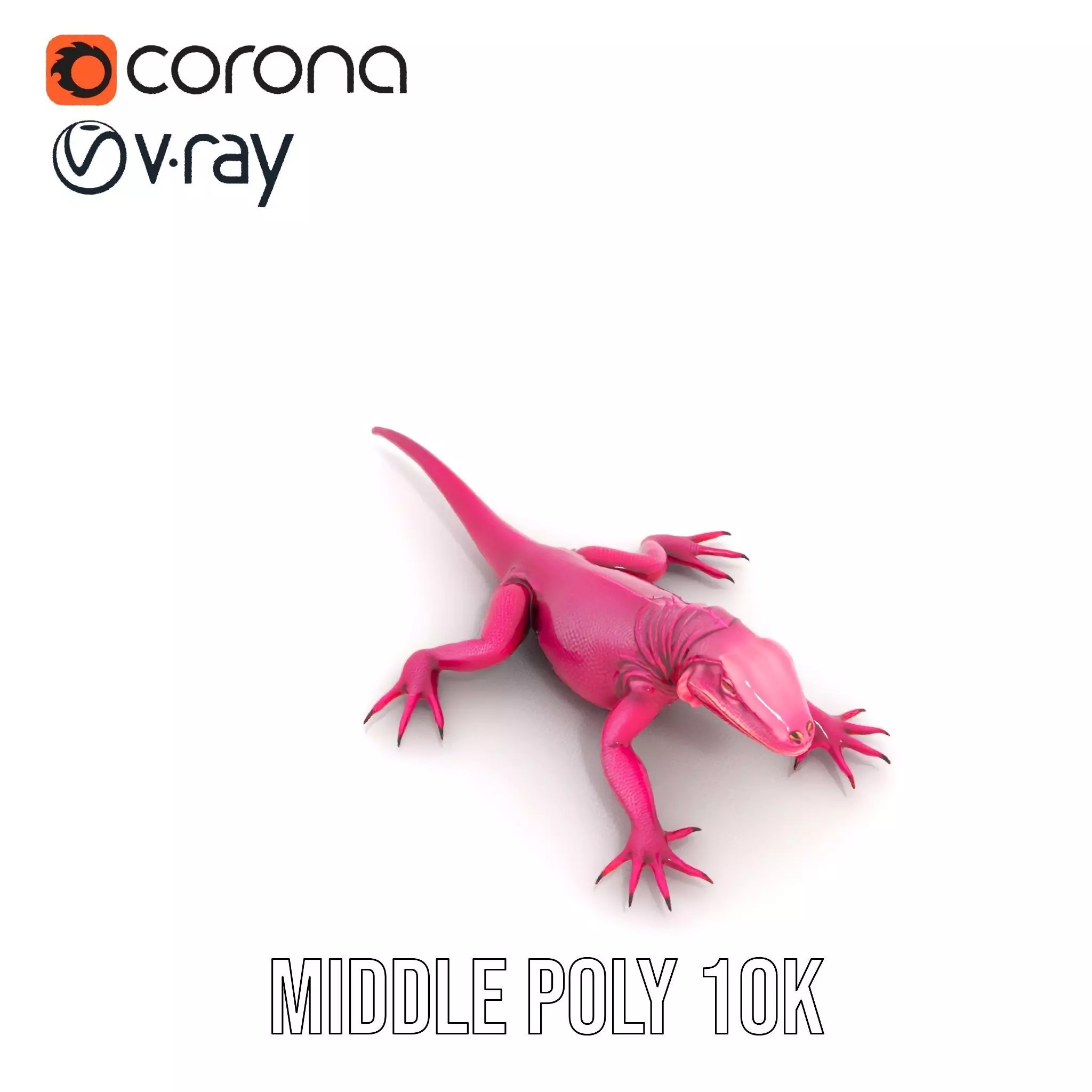 Vibrant Magenta Lizard model pack Low-poly 3D model_24
