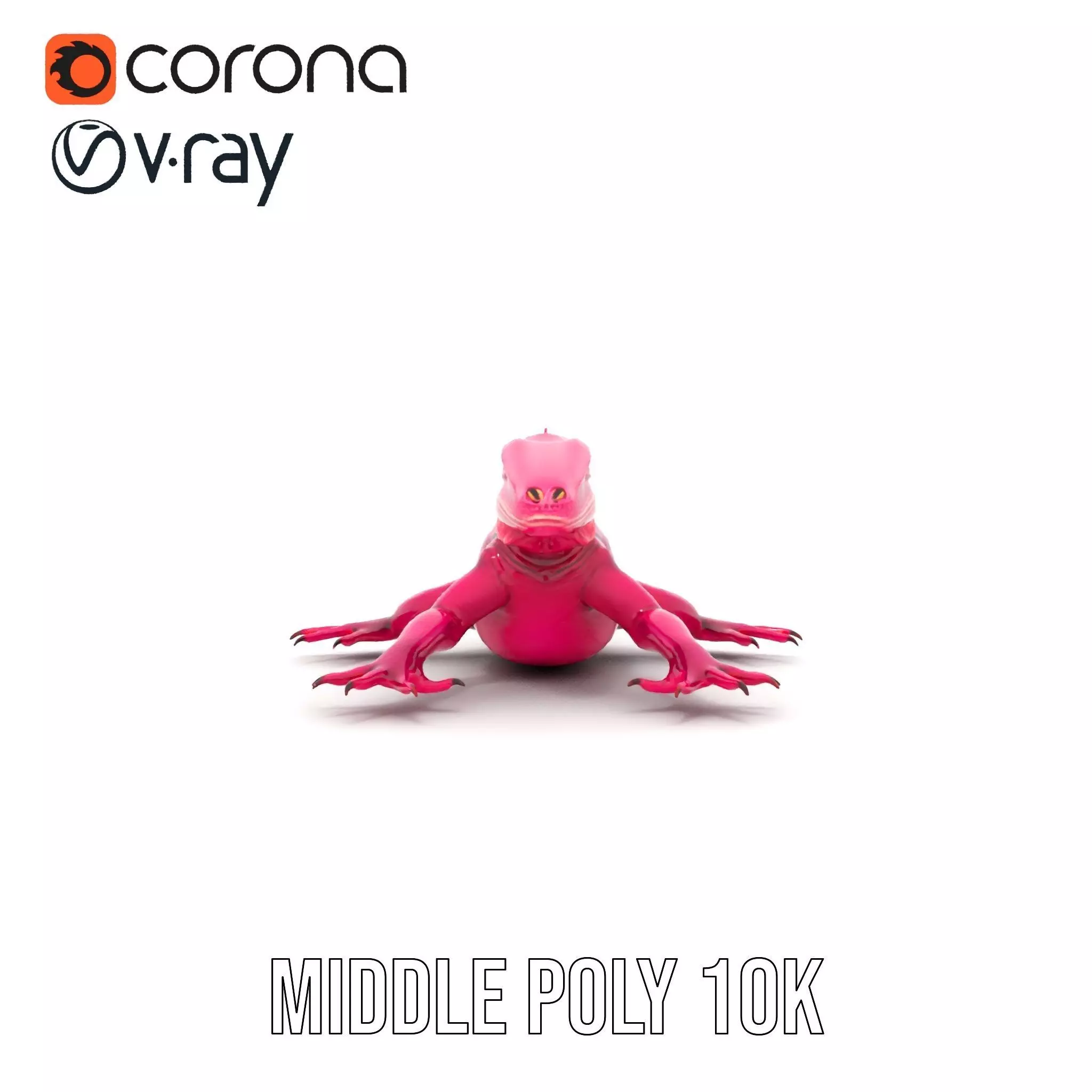 Vibrant Magenta Lizard model pack Low-poly 3D model_30