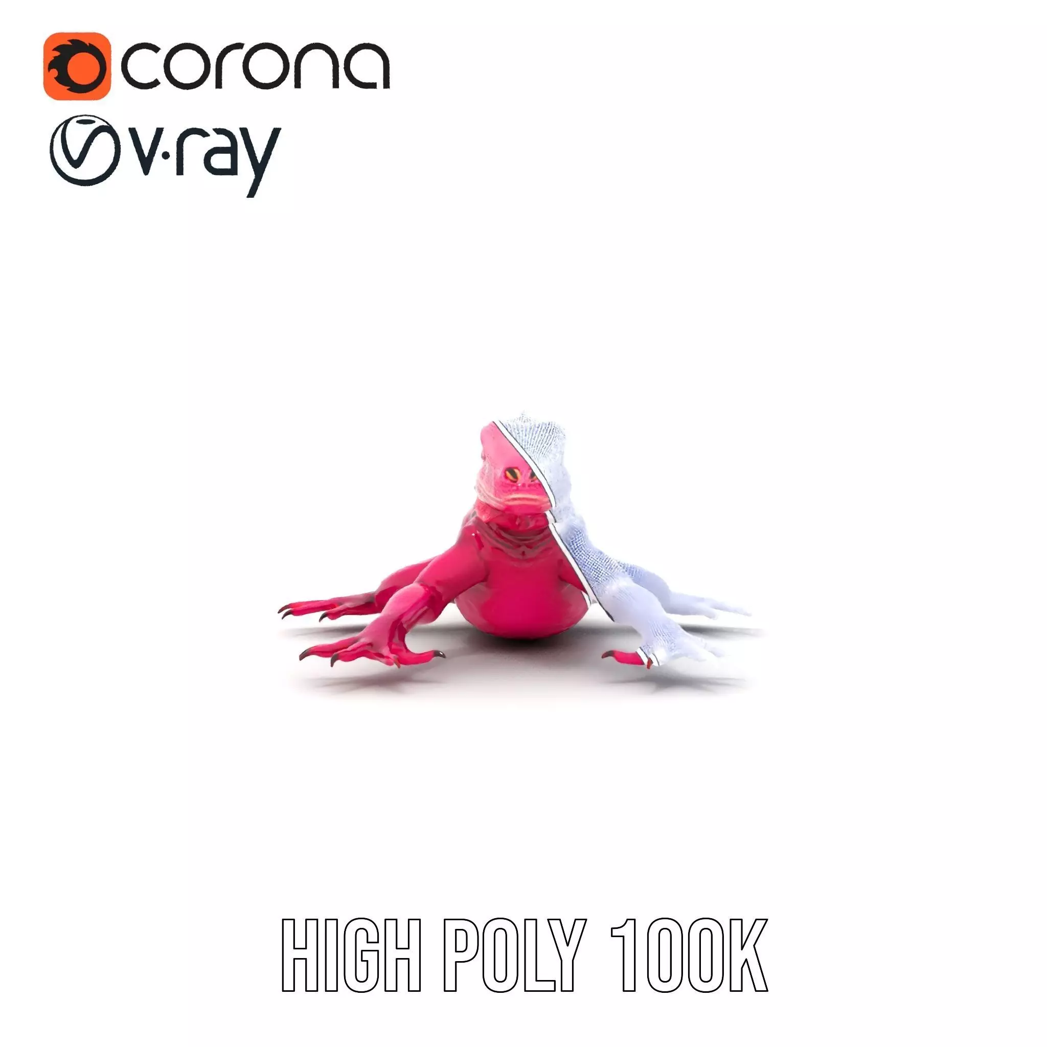 Vibrant Magenta Lizard model pack Low-poly 3D model_17