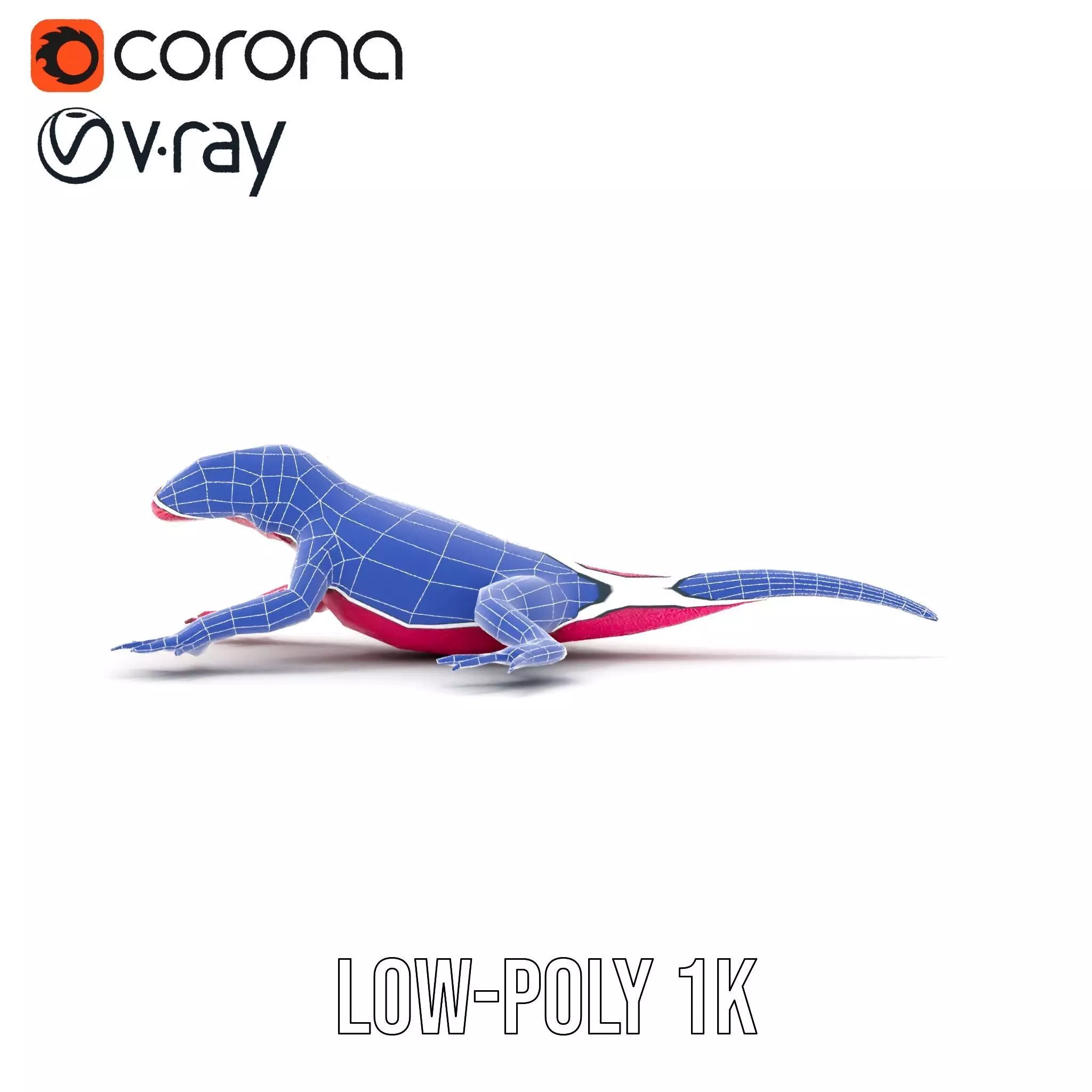 Vibrant Magenta Lizard model pack Low-poly 3D model_19