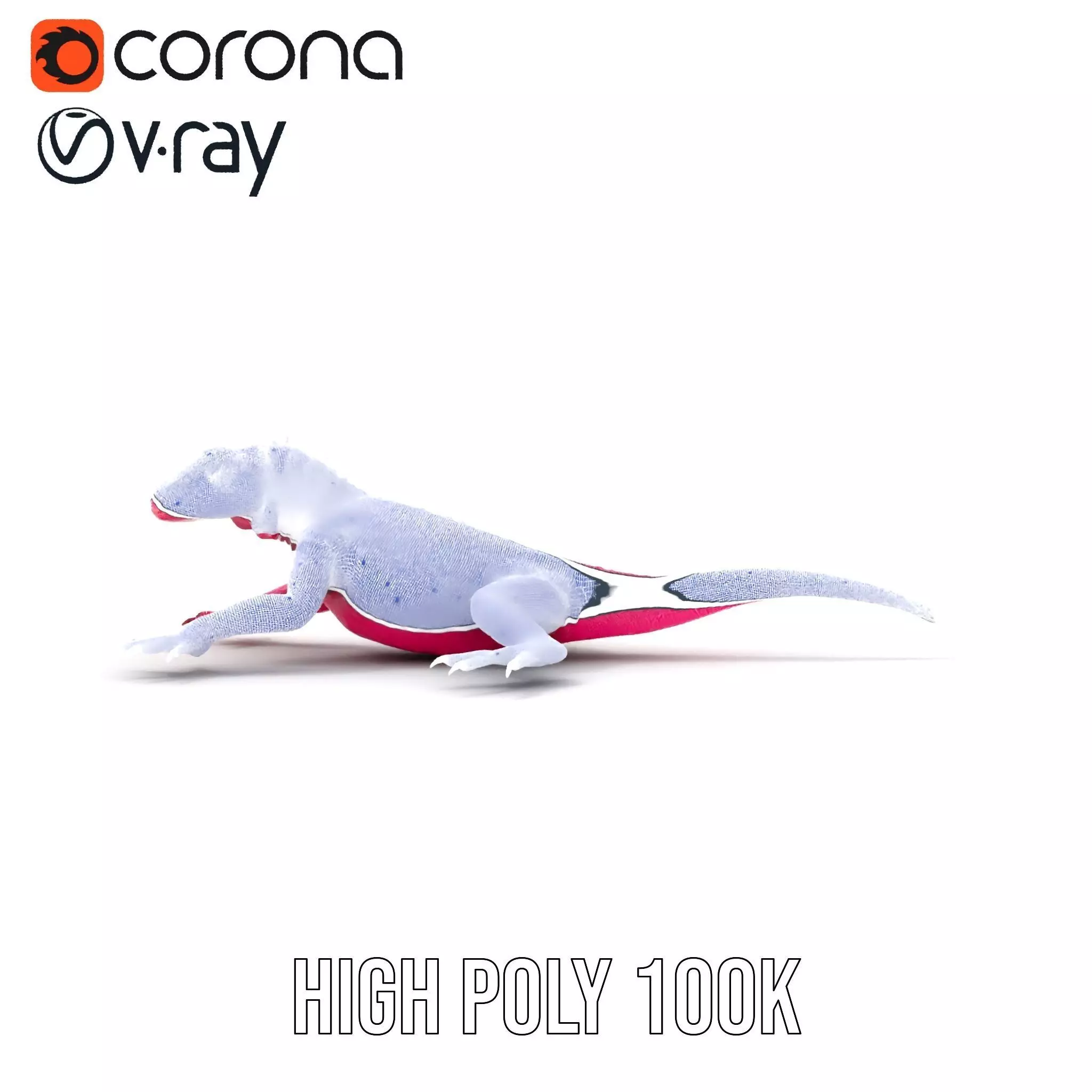 Vibrant Magenta Lizard model pack Low-poly 3D model_14