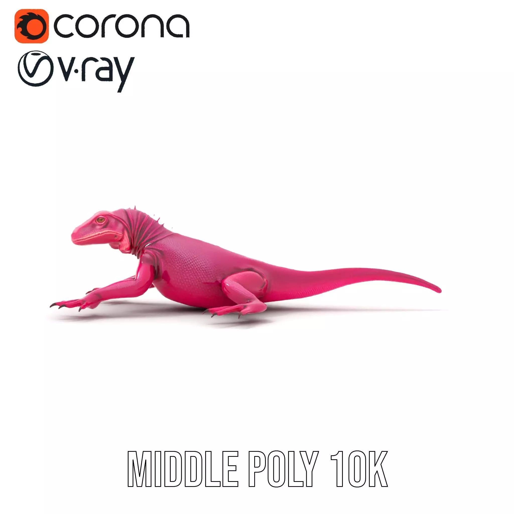 Vibrant Magenta Lizard model pack Low-poly 3D model_6