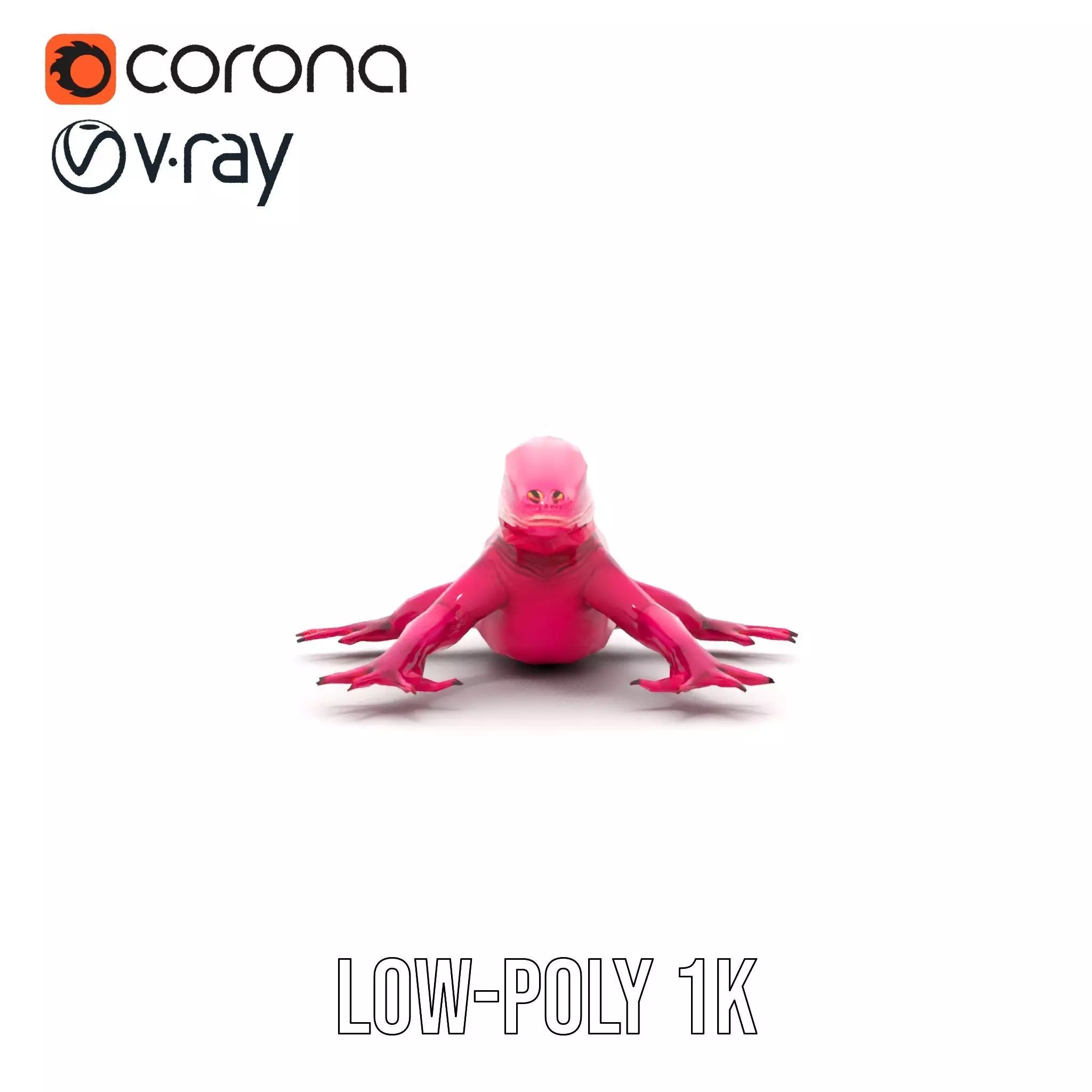Vibrant Magenta Lizard model pack Low-poly 3D model_13