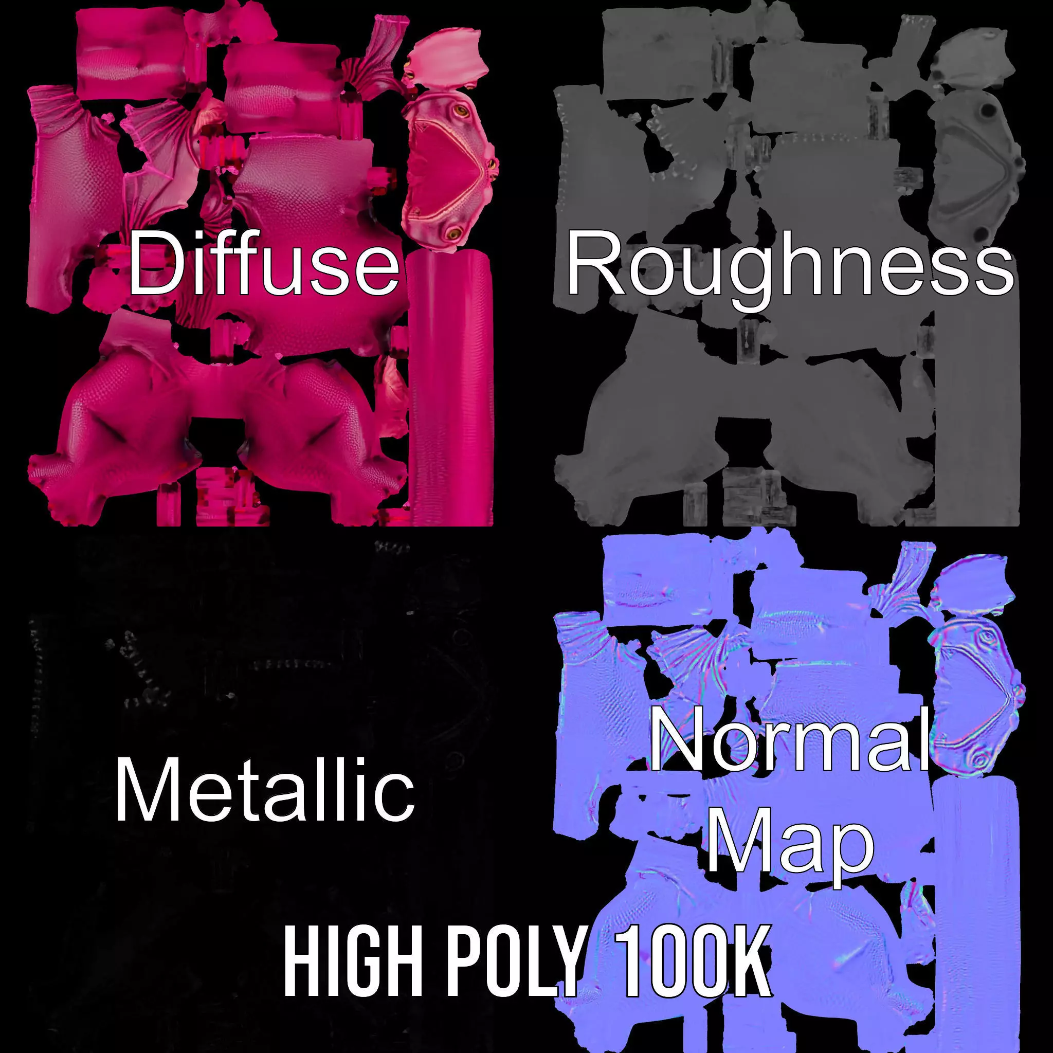 Vibrant Magenta Lizard model pack Low-poly 3D model_3