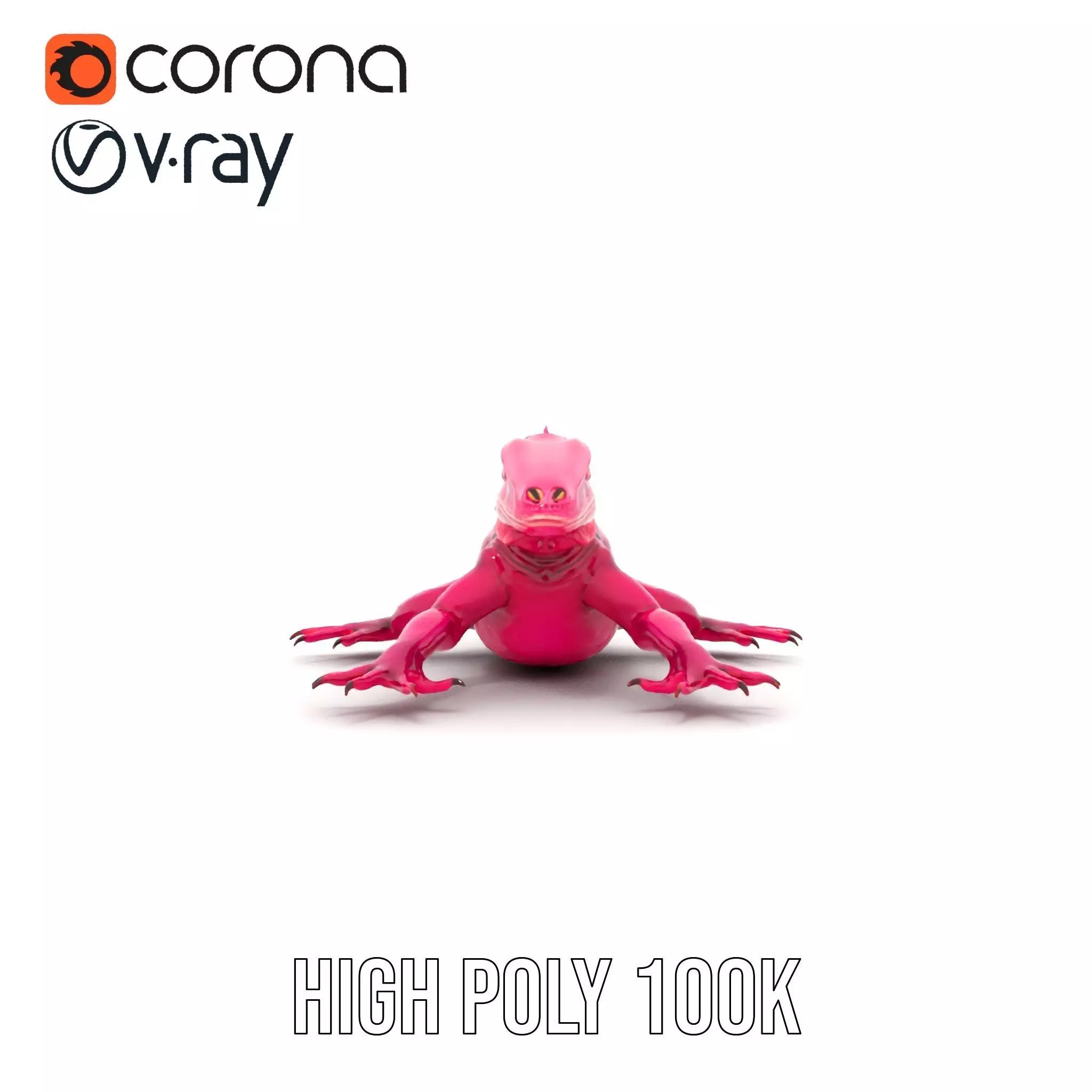 Vibrant Magenta Lizard model pack Low-poly 3D model_9