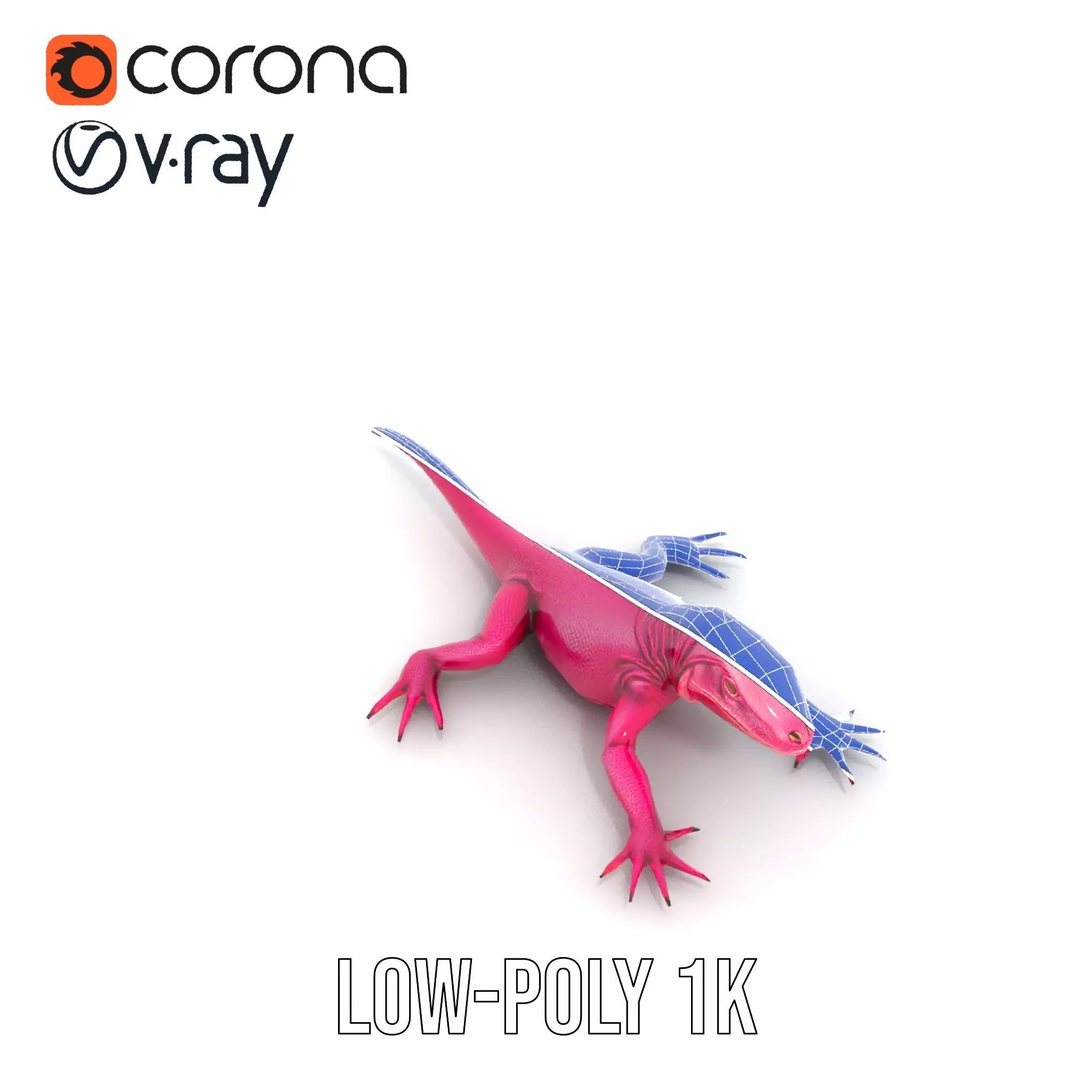 Vibrant Magenta Lizard model pack Low-poly 3D model_11