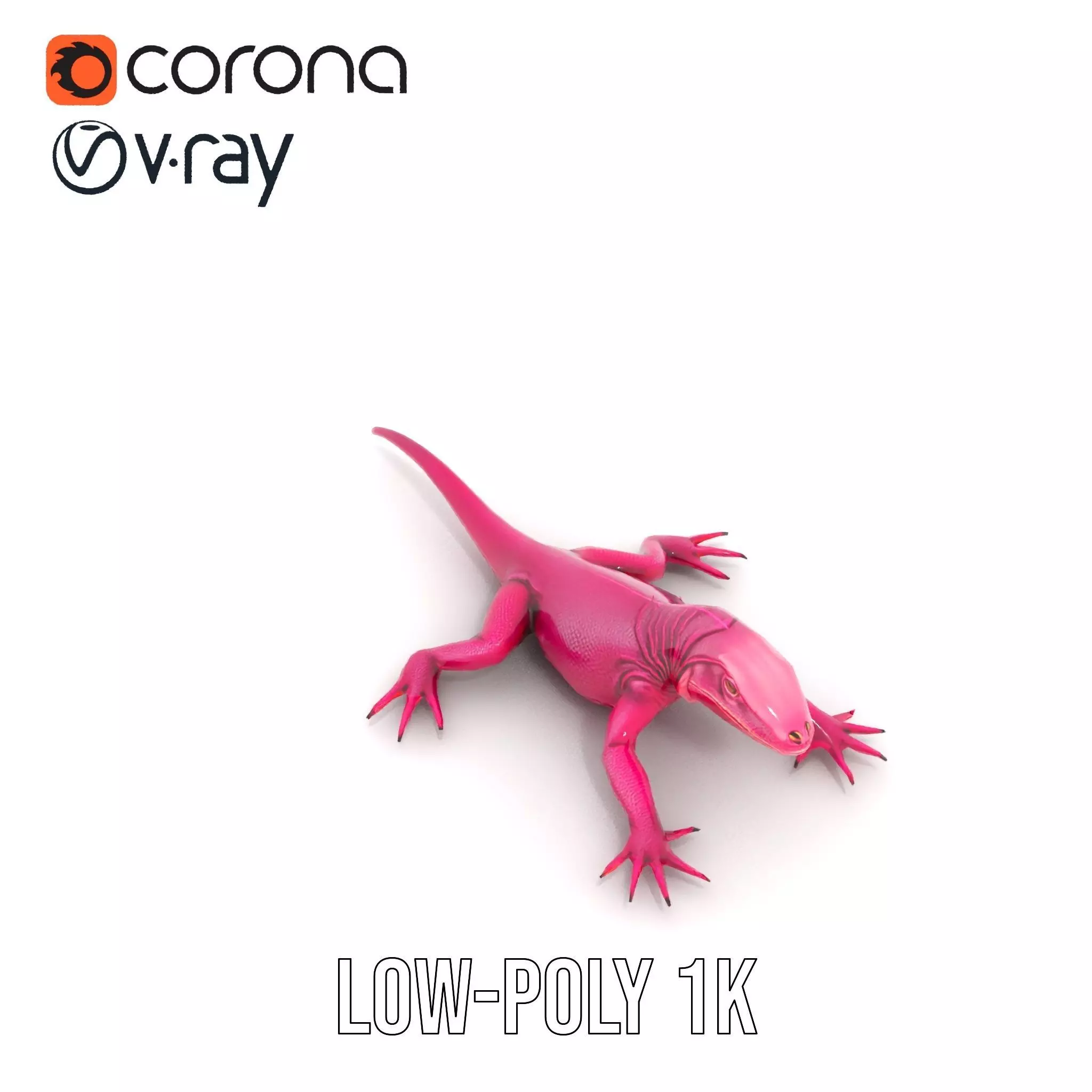 Vibrant Magenta Lizard model pack Low-poly 3D model_22