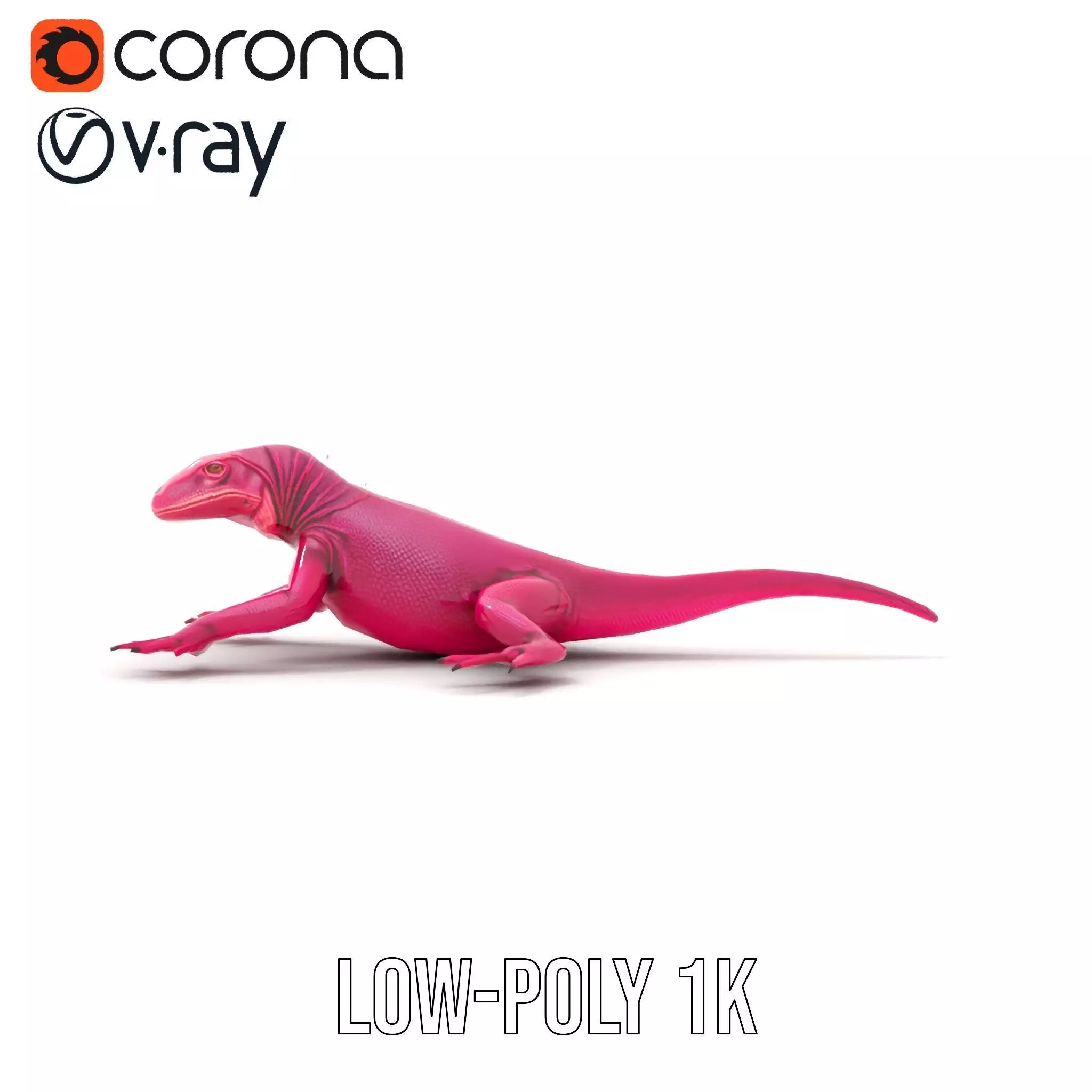 Vibrant Magenta Lizard model pack Low-poly 3D model_16