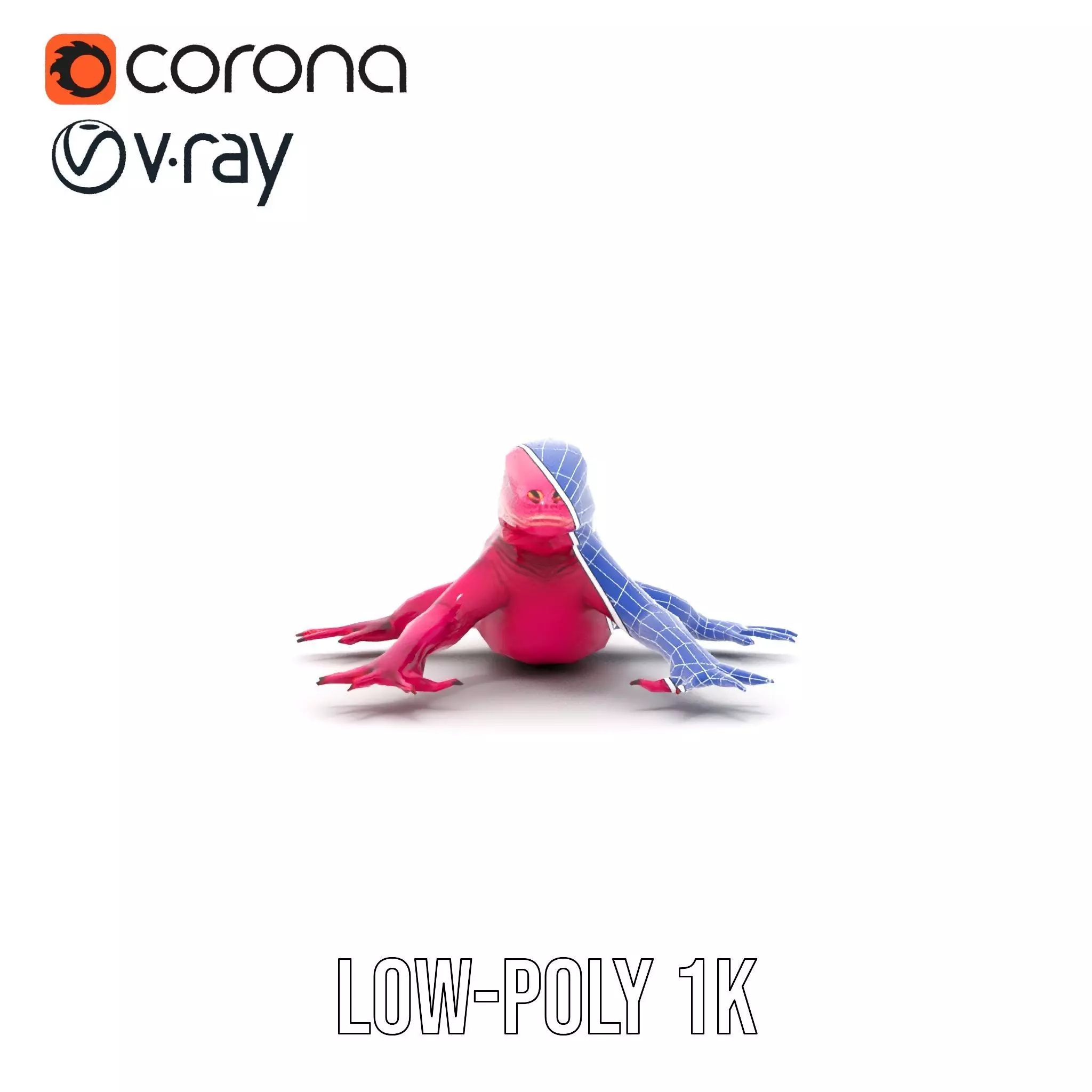 Vibrant Magenta Lizard model pack Low-poly 3D model_31