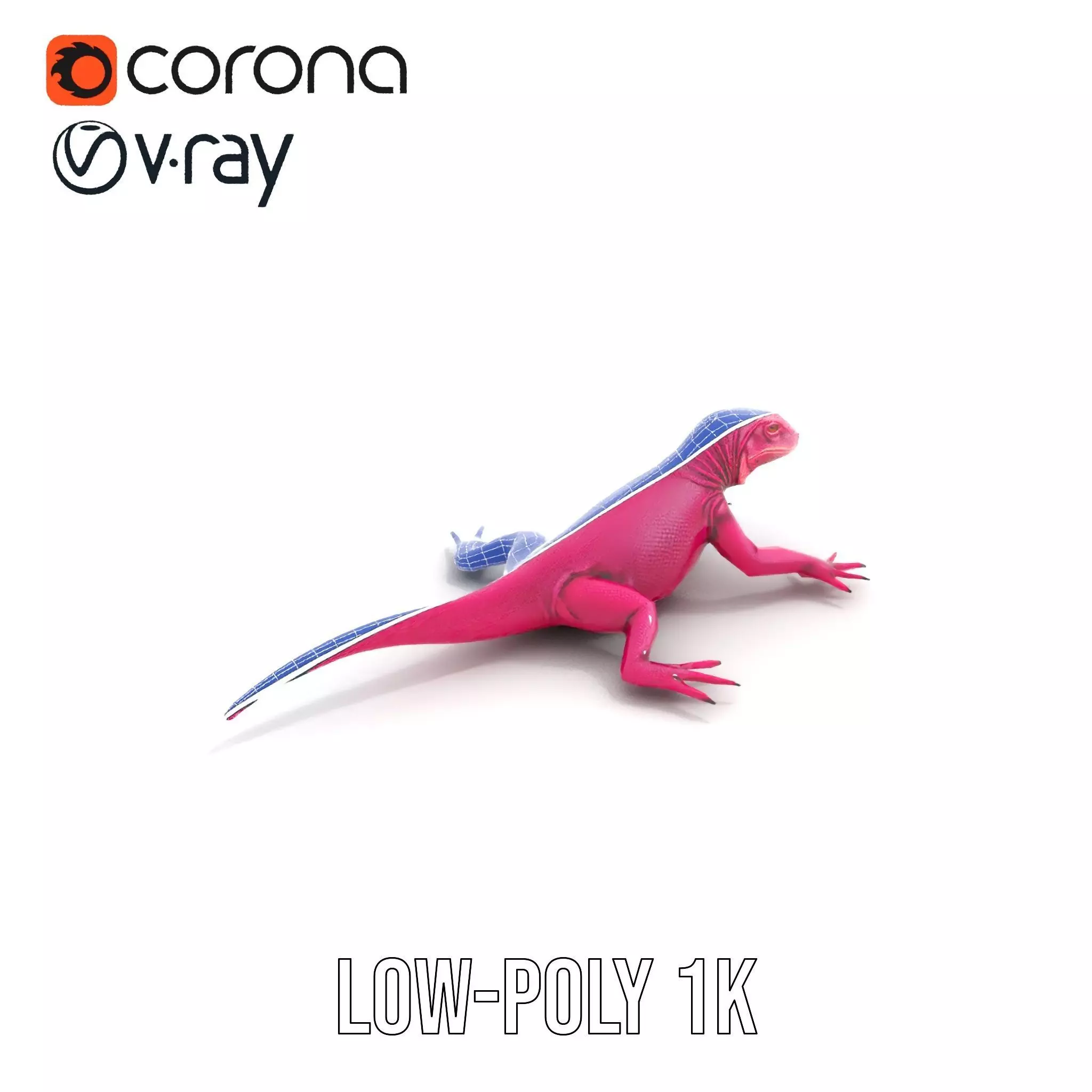 Vibrant Magenta Lizard model pack Low-poly 3D model_25