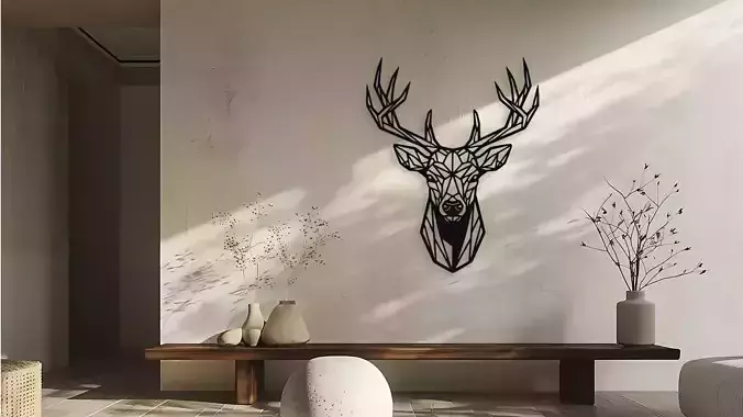Geometric Deer Head Wall Decor Art