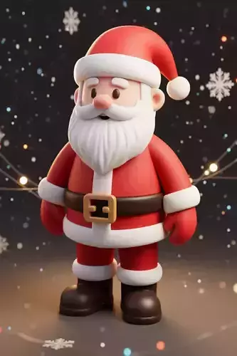 Cute Cartoon Santa Claus Christmas Snowy 3D Model