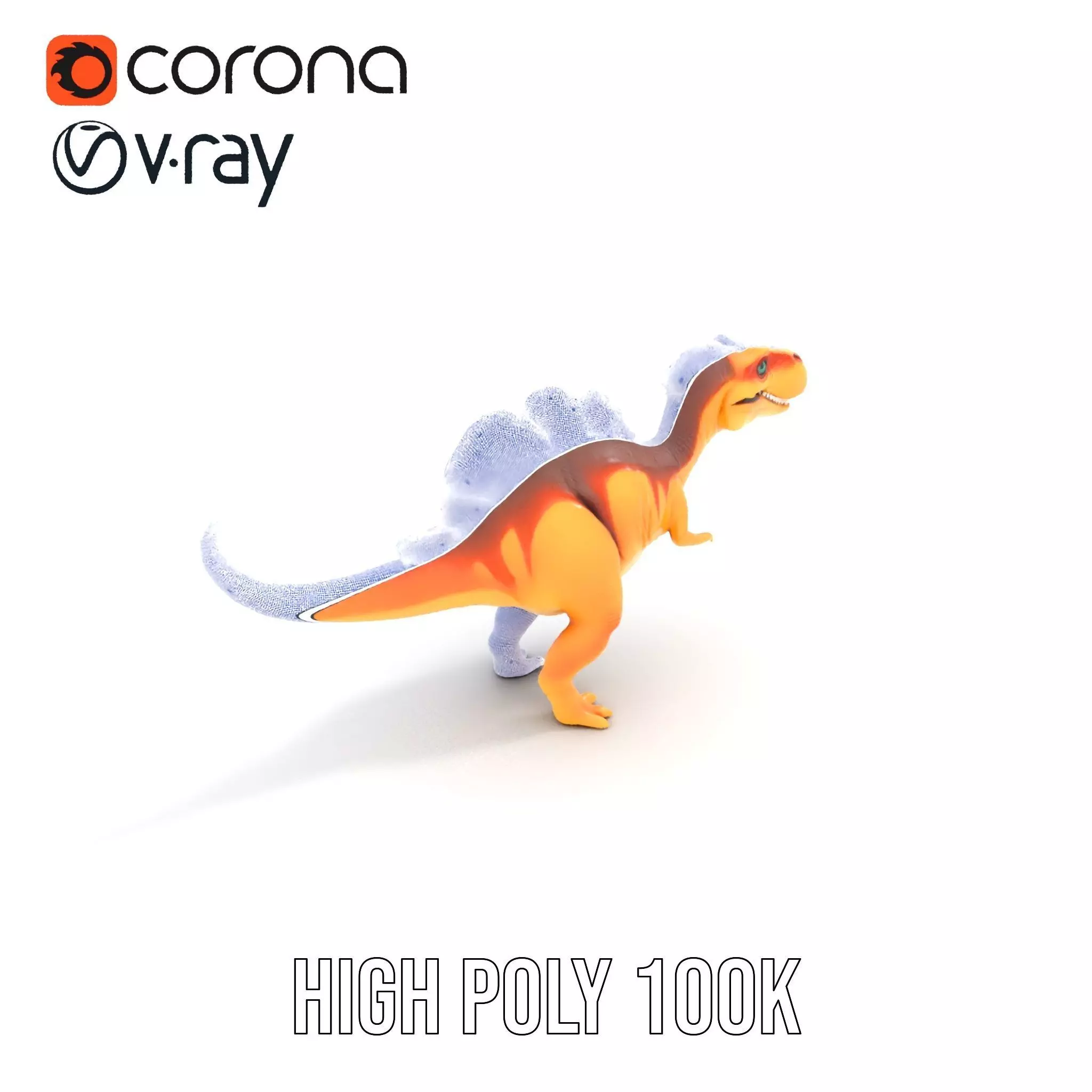 Orange Dinosaur model pack Low-poly 3D model_23