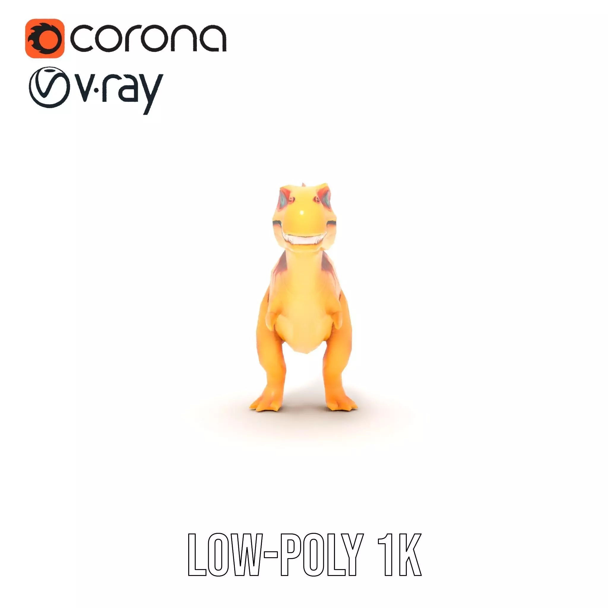 Orange Dinosaur model pack Low-poly 3D model_9
