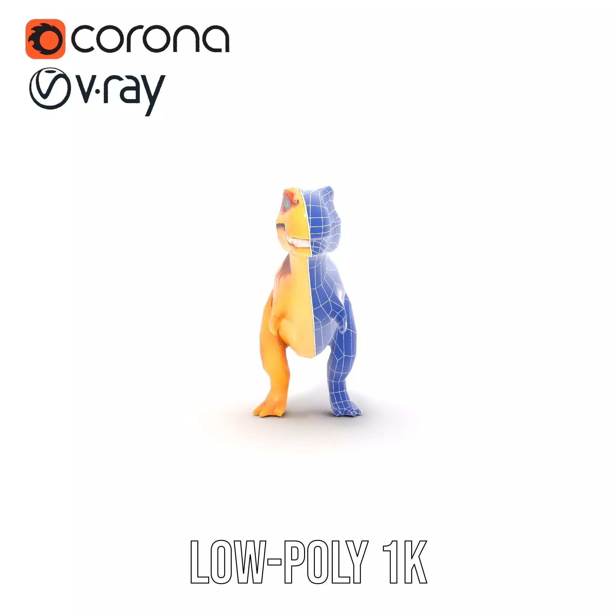 Orange Dinosaur model pack Low-poly 3D model_17