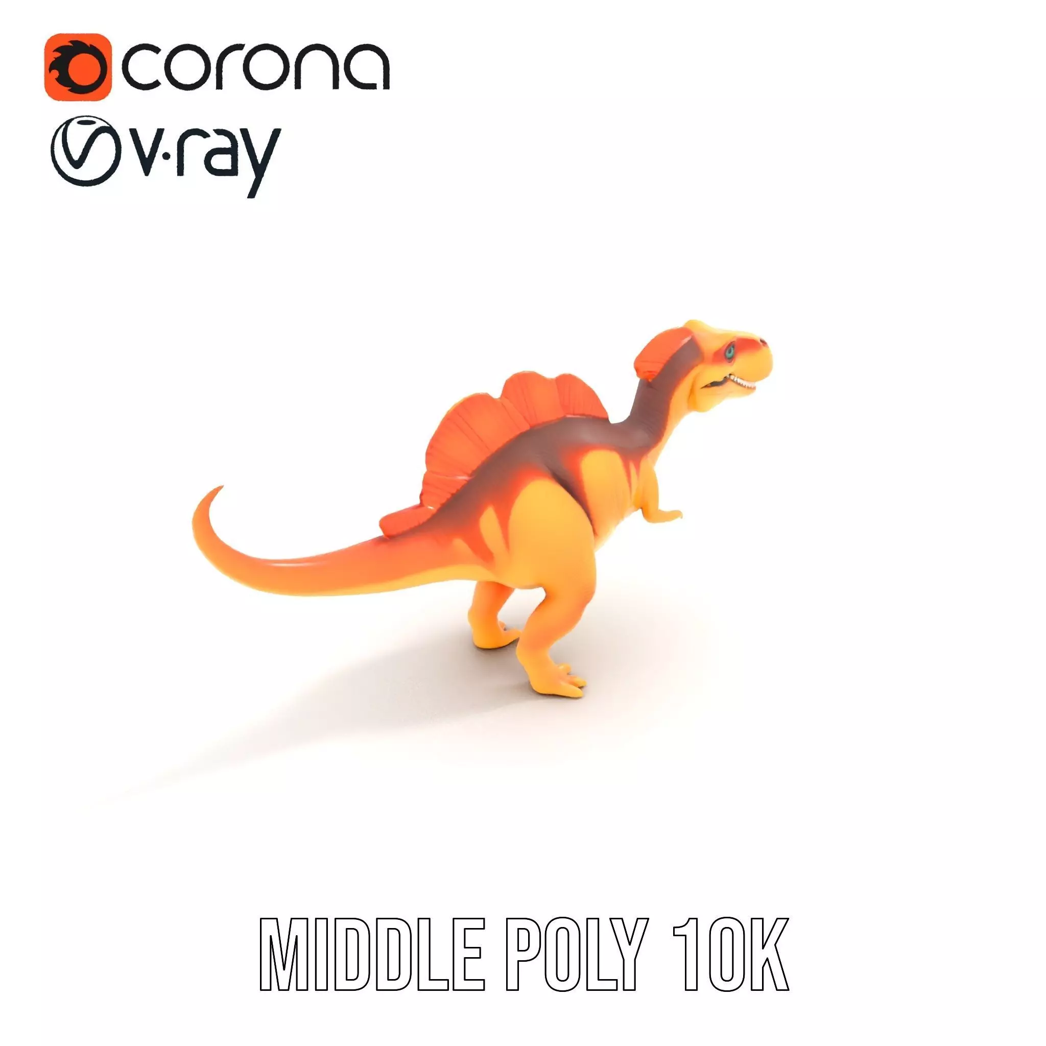 Orange Dinosaur model pack Low-poly 3D model_6