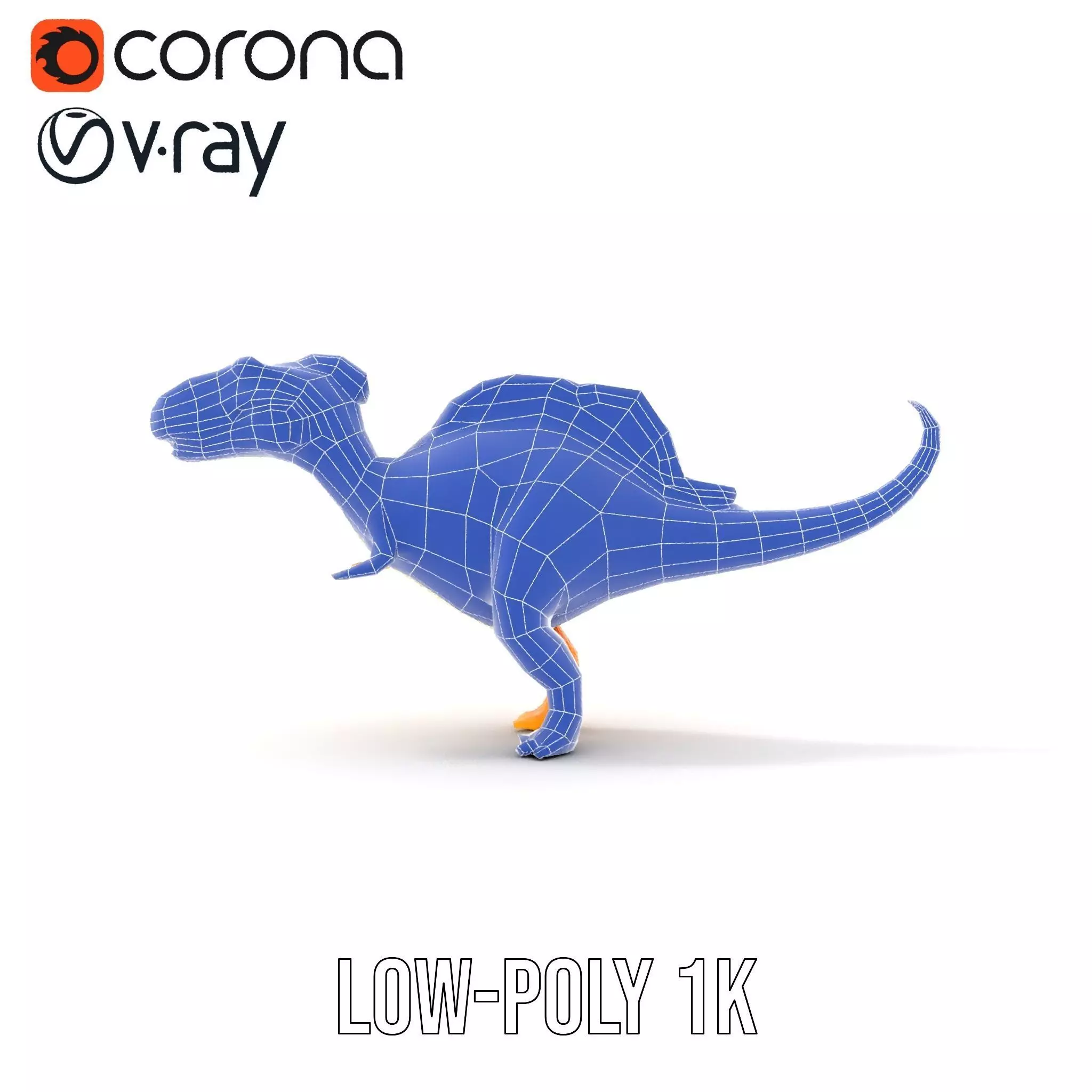Orange Dinosaur model pack Low-poly 3D model_15