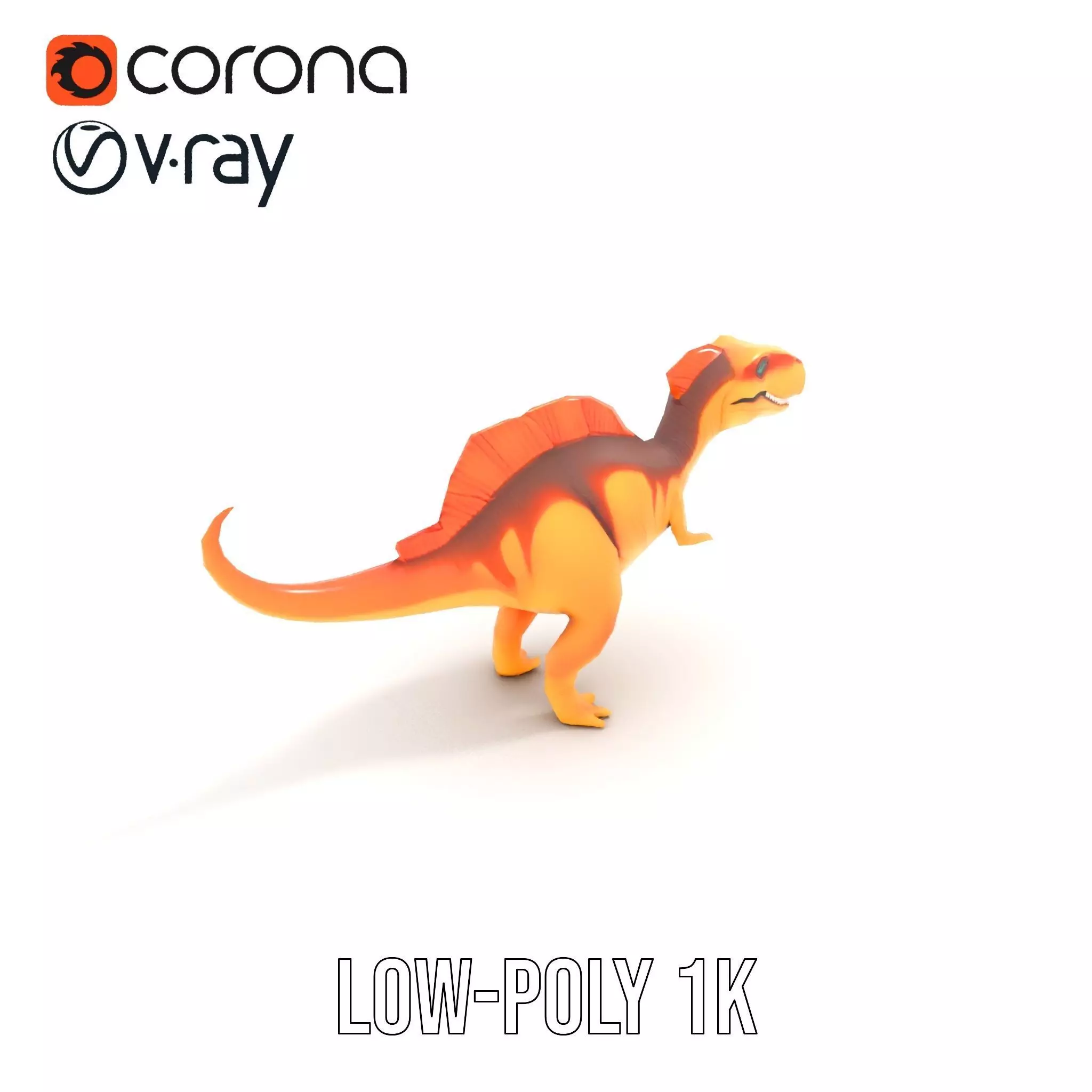 Orange Dinosaur model pack Low-poly 3D model_31