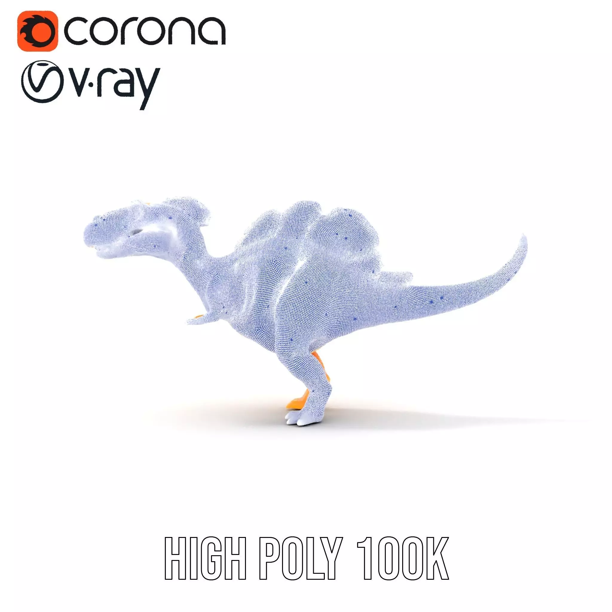 Orange Dinosaur model pack Low-poly 3D model_32