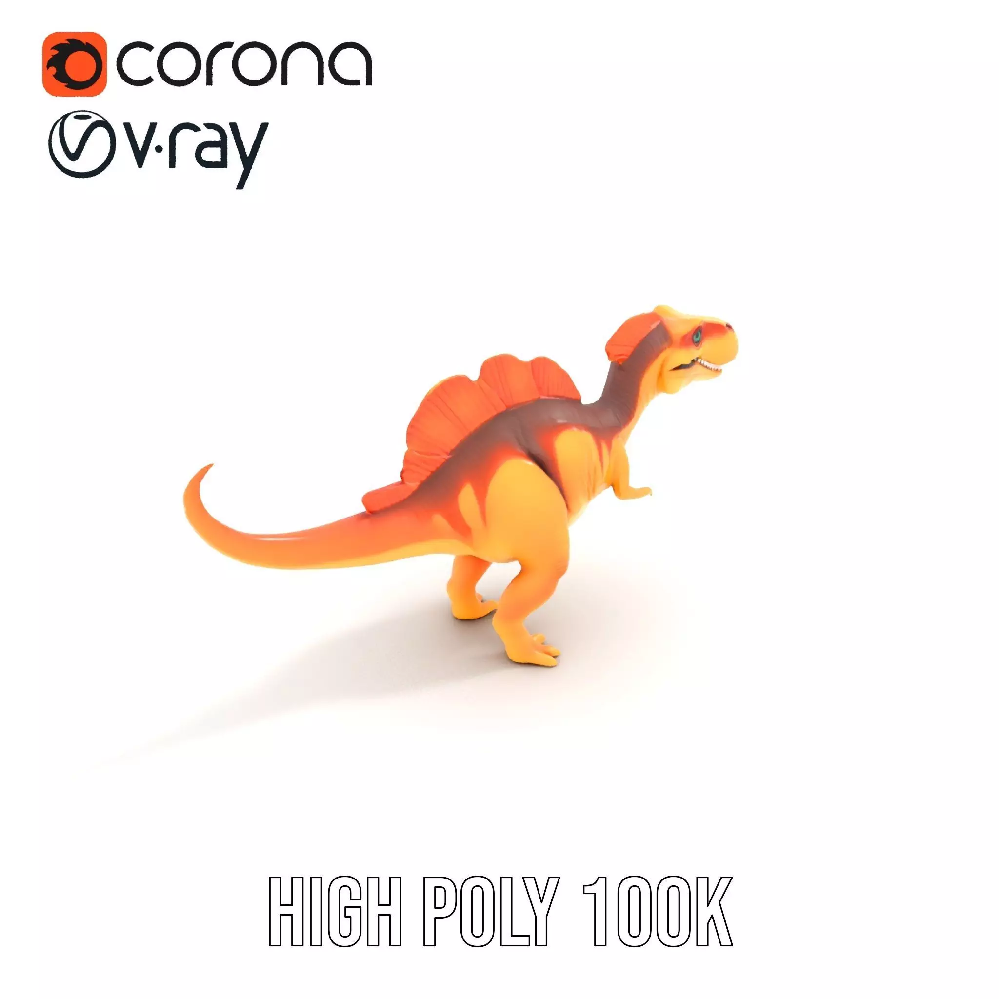 Orange Dinosaur model pack Low-poly 3D model_18