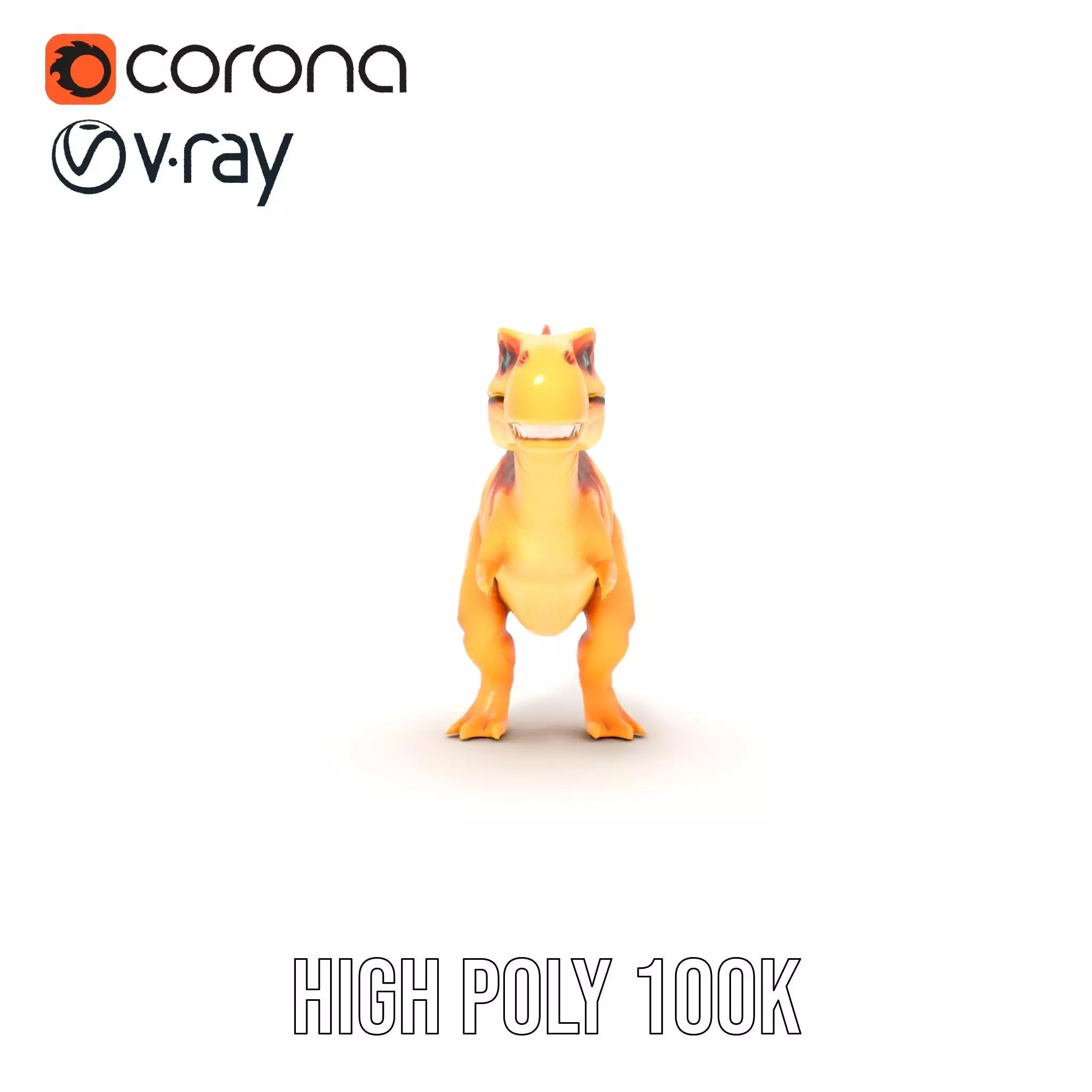 Orange Dinosaur model pack Low-poly 3D model_26