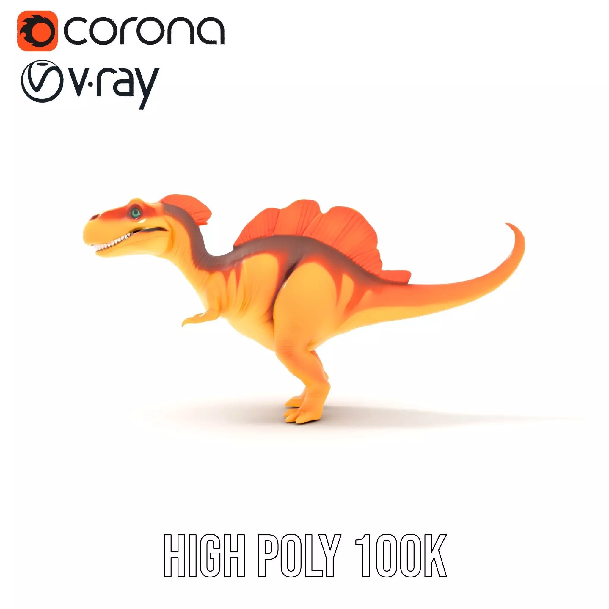 Orange Dinosaur model pack Low-poly 3D model_34
