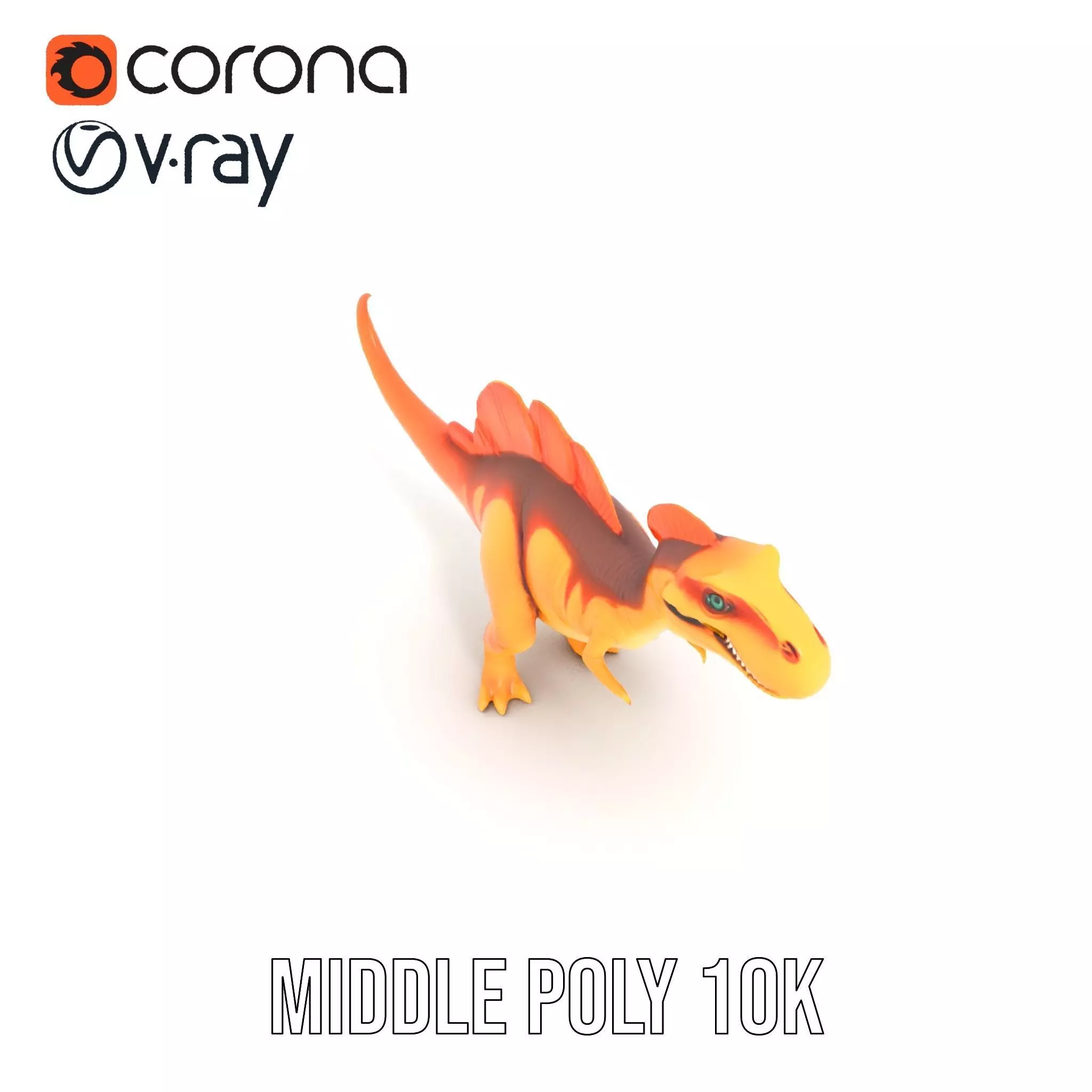 Orange Dinosaur model pack Low-poly 3D model_24