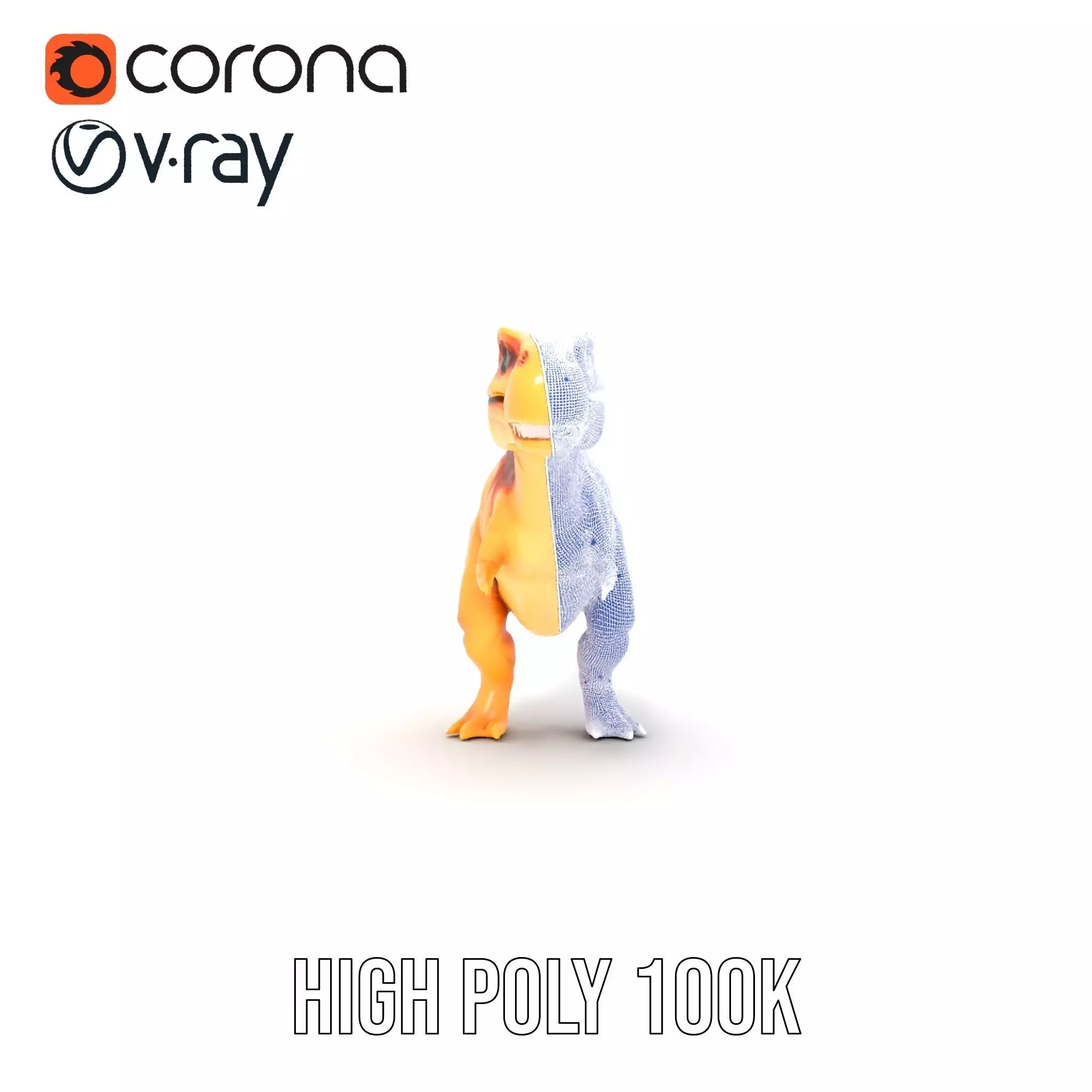 Orange Dinosaur model pack Low-poly 3D model_33