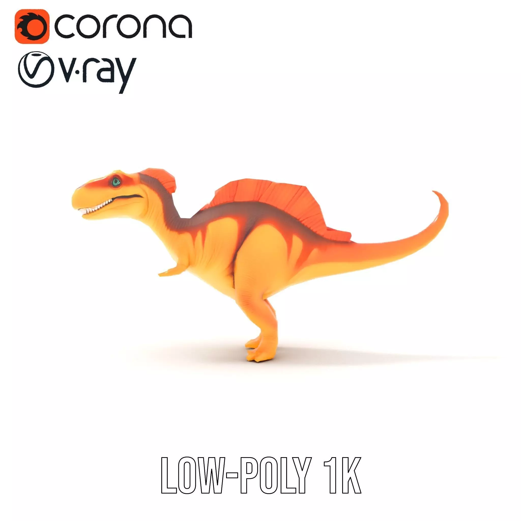 Orange Dinosaur model pack Low-poly 3D model_28