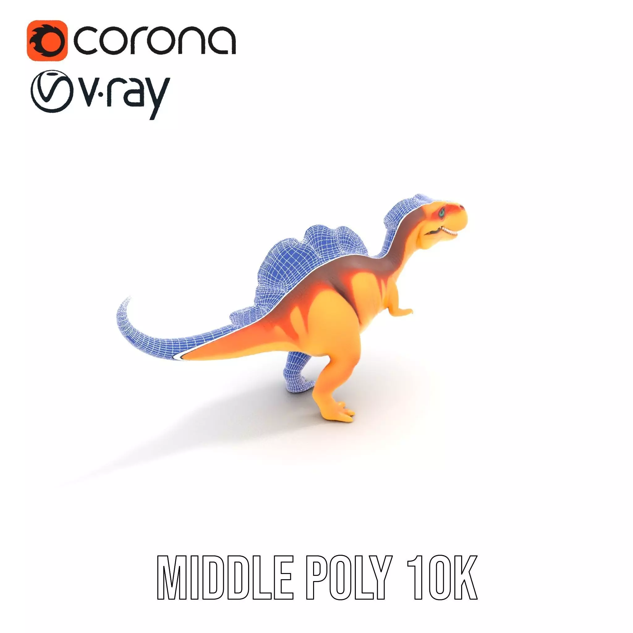 Orange Dinosaur model pack Low-poly 3D model_11