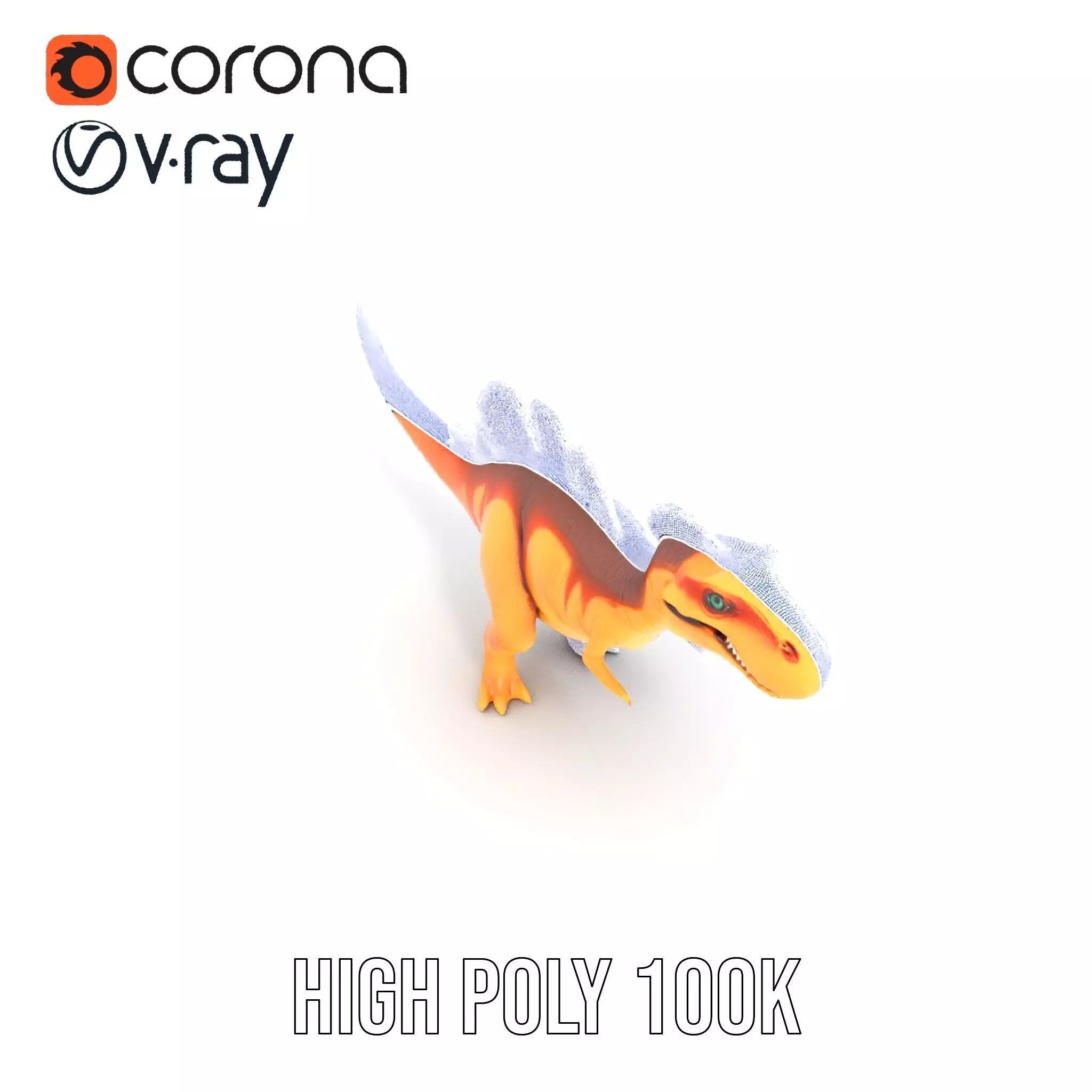 Orange Dinosaur model pack Low-poly 3D model_13
