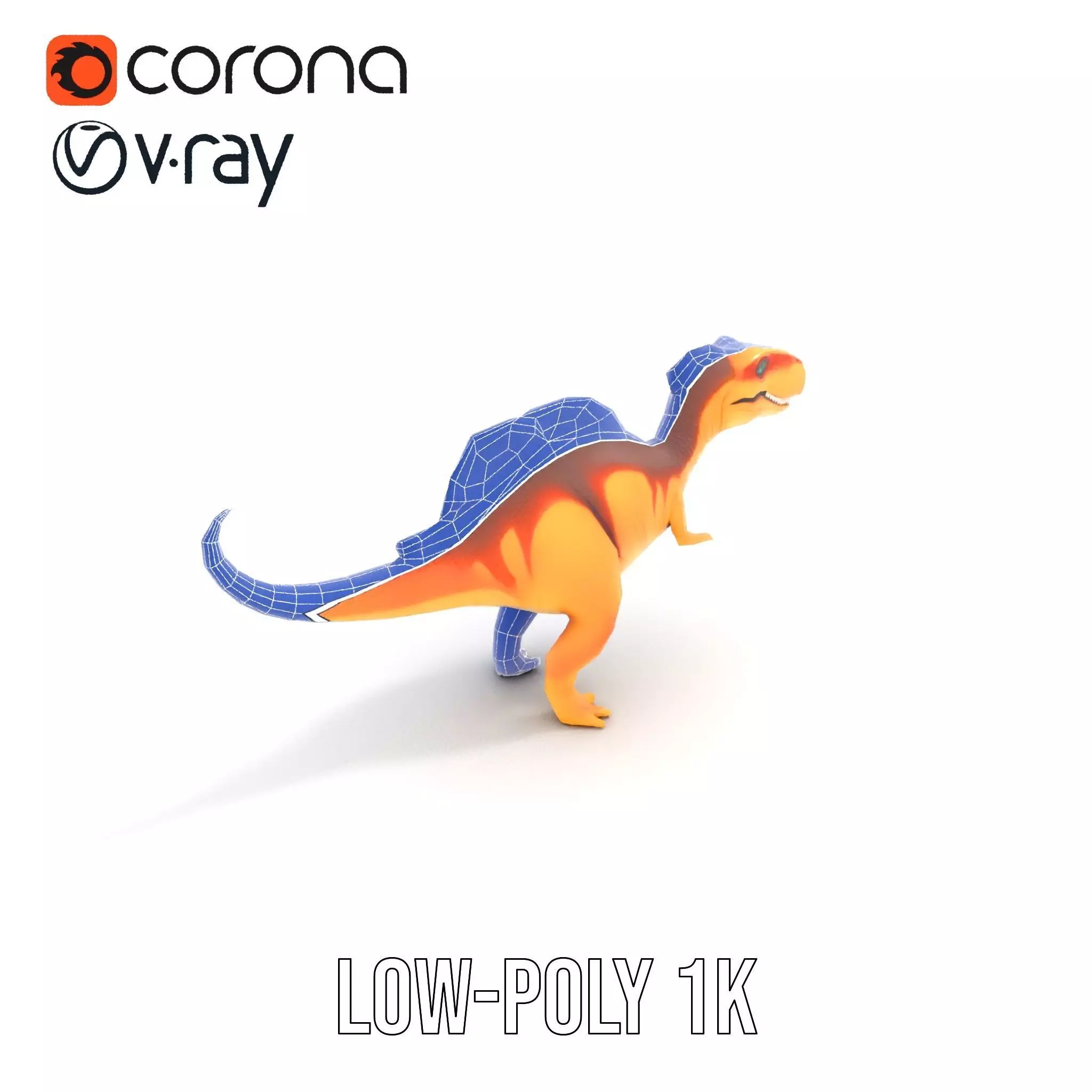 Orange Dinosaur model pack Low-poly 3D model_20
