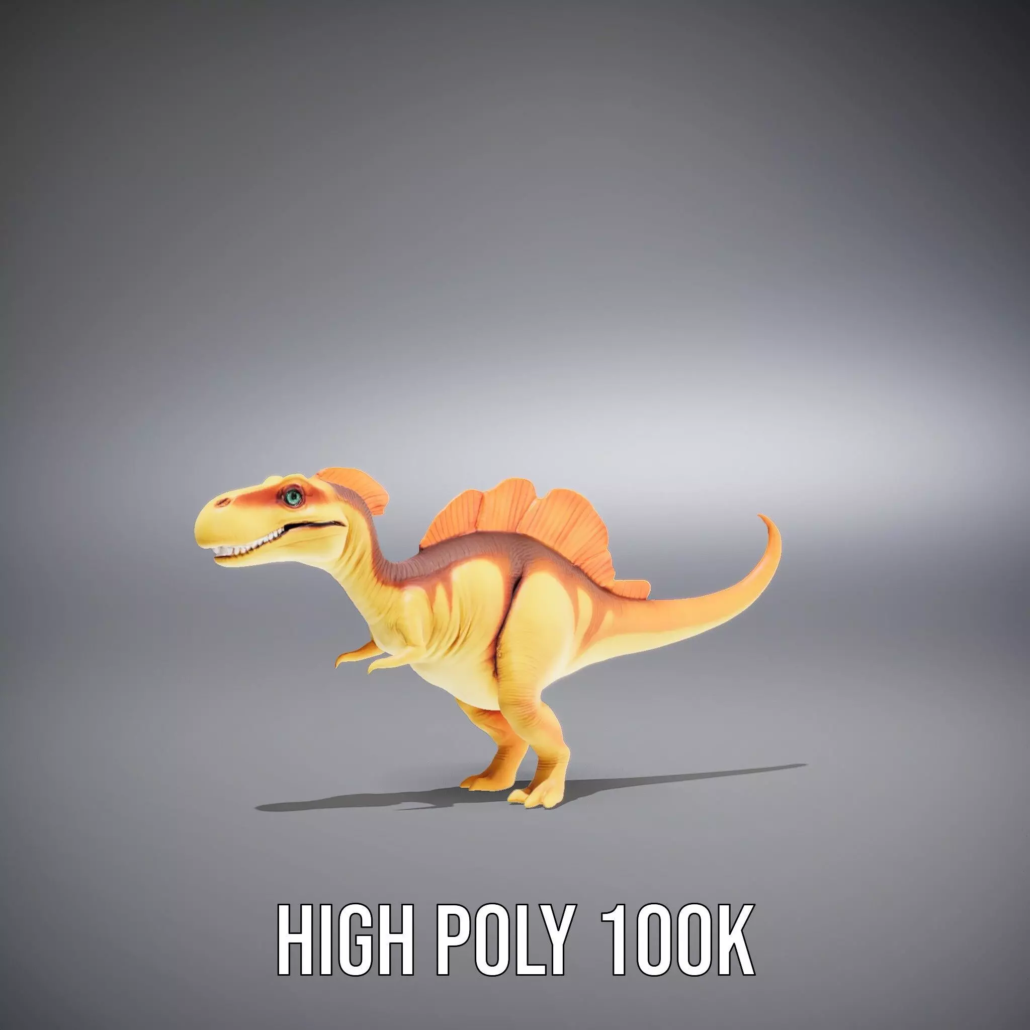 Orange Dinosaur model pack Low-poly 3D model_10