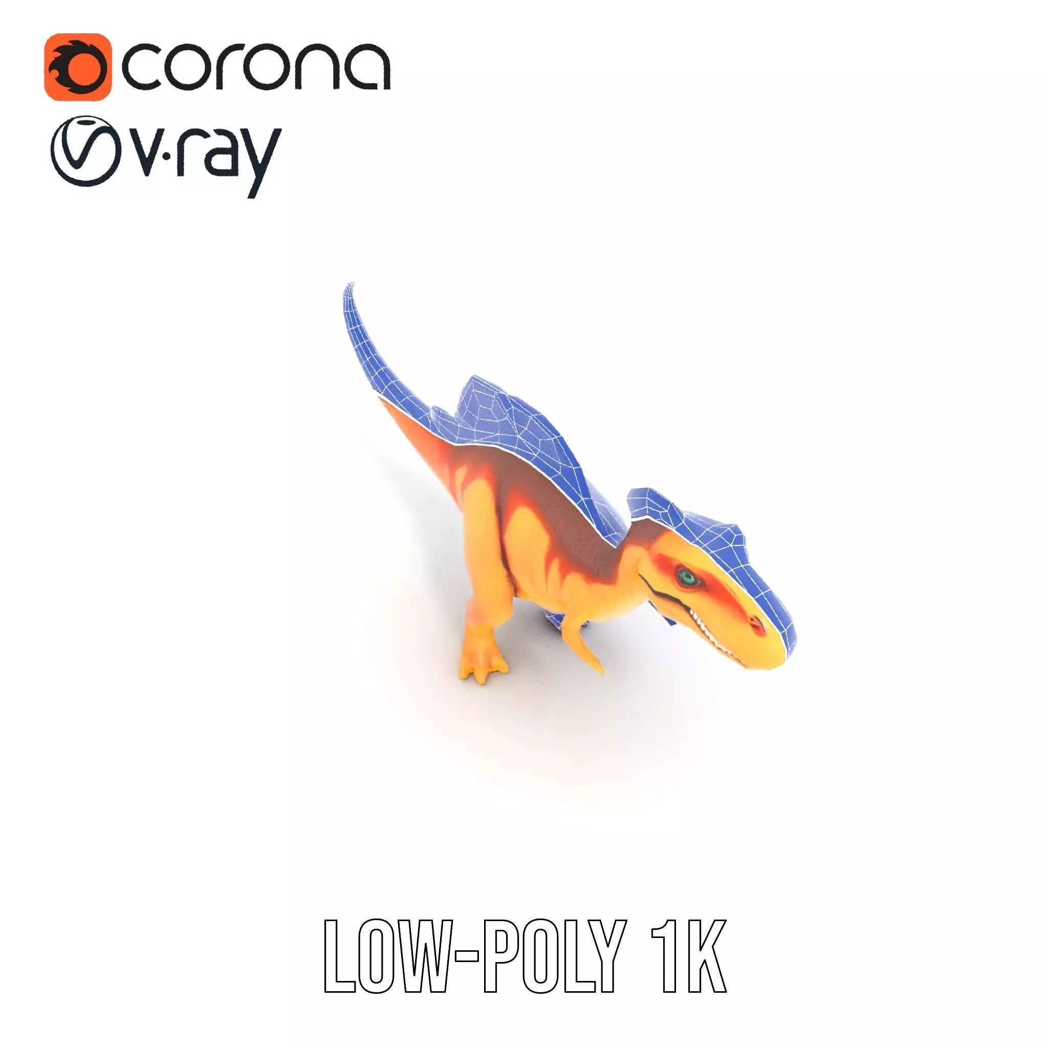 Orange Dinosaur model pack Low-poly 3D model_12