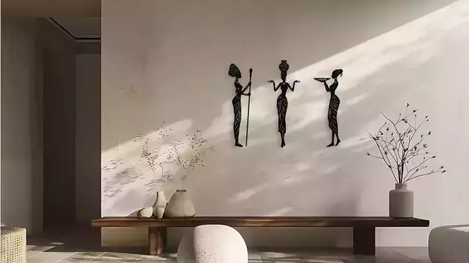 African Women Silhouettes Wall Decor Art