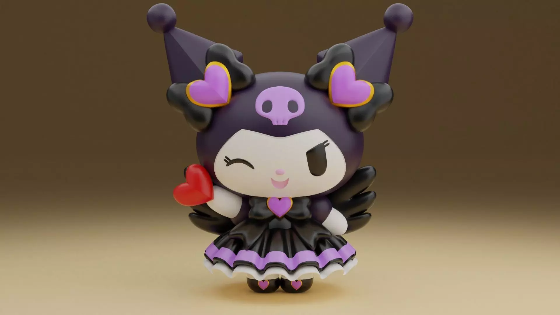 Valentine sanrio kuromi 03 3D print model_0