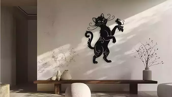 Cat and Mouse Wall Decor Art