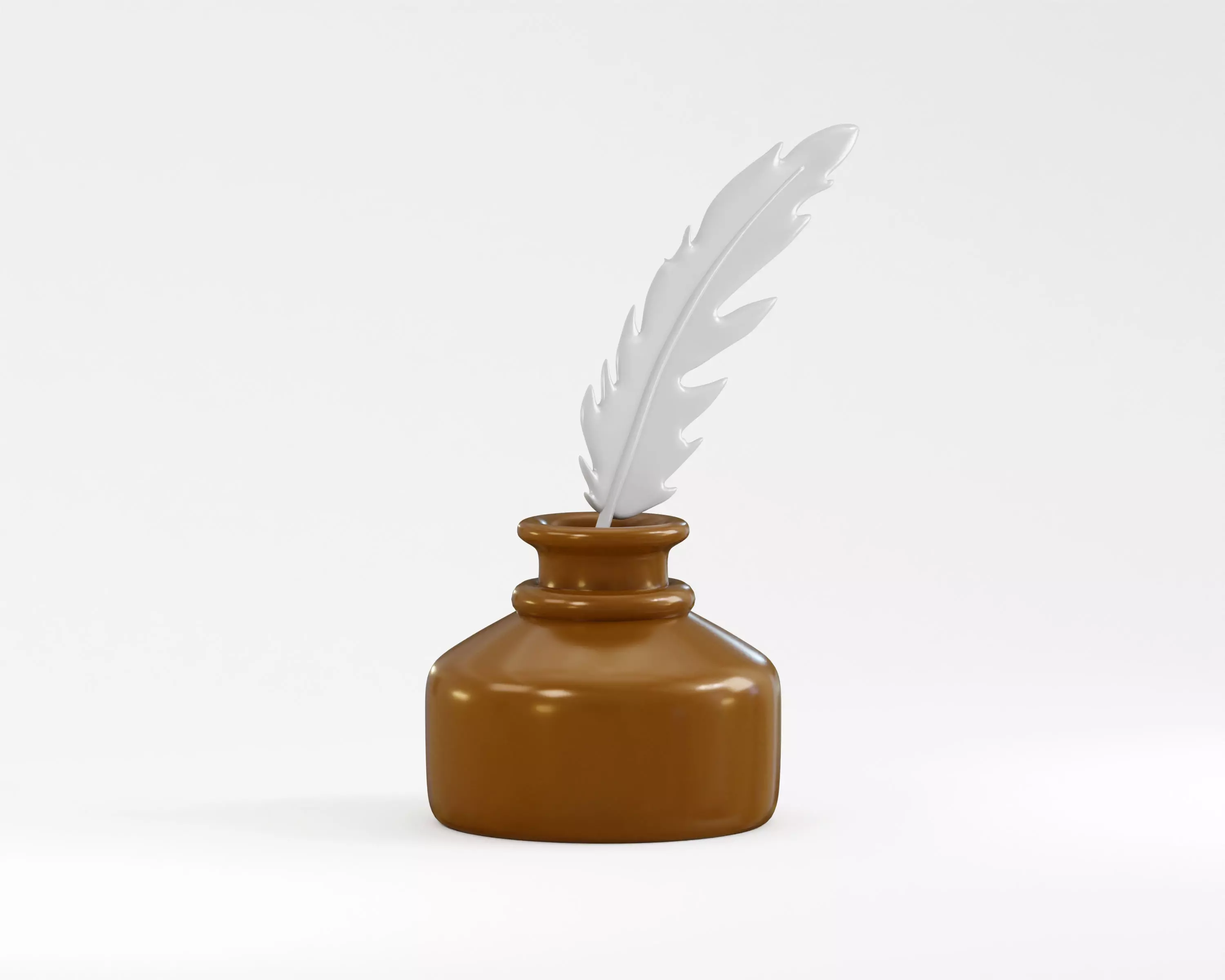 Quill Pen with Inkwell Low-poly 3D model_2