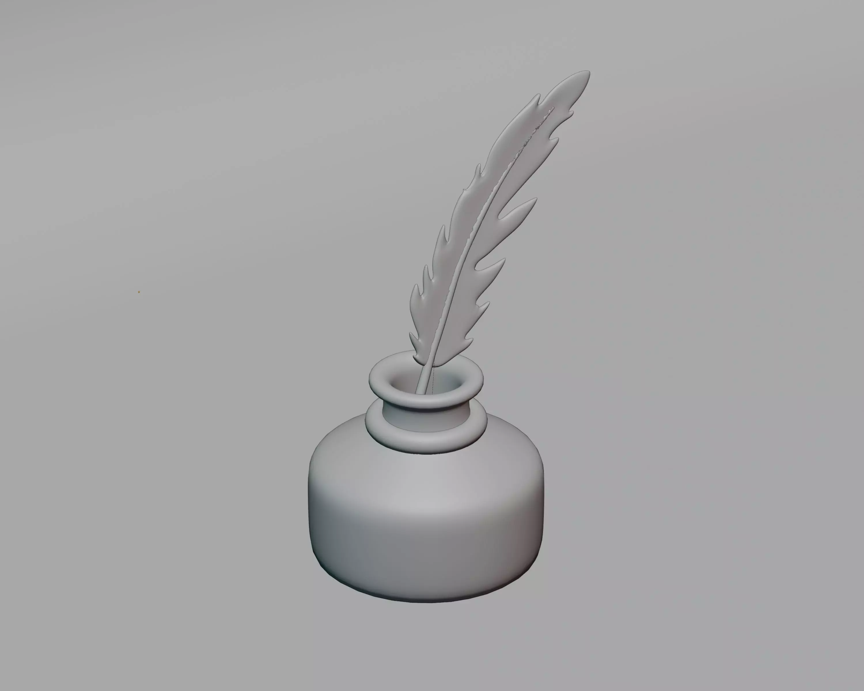 Quill Pen with Inkwell Low-poly 3D model_5