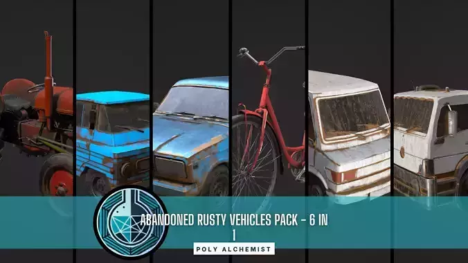 Abandoned Rusty Vehicles Pack 6 In 1