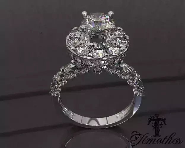 Timothes Diamond Ring 3D JewelryModel Printable 3D FR4